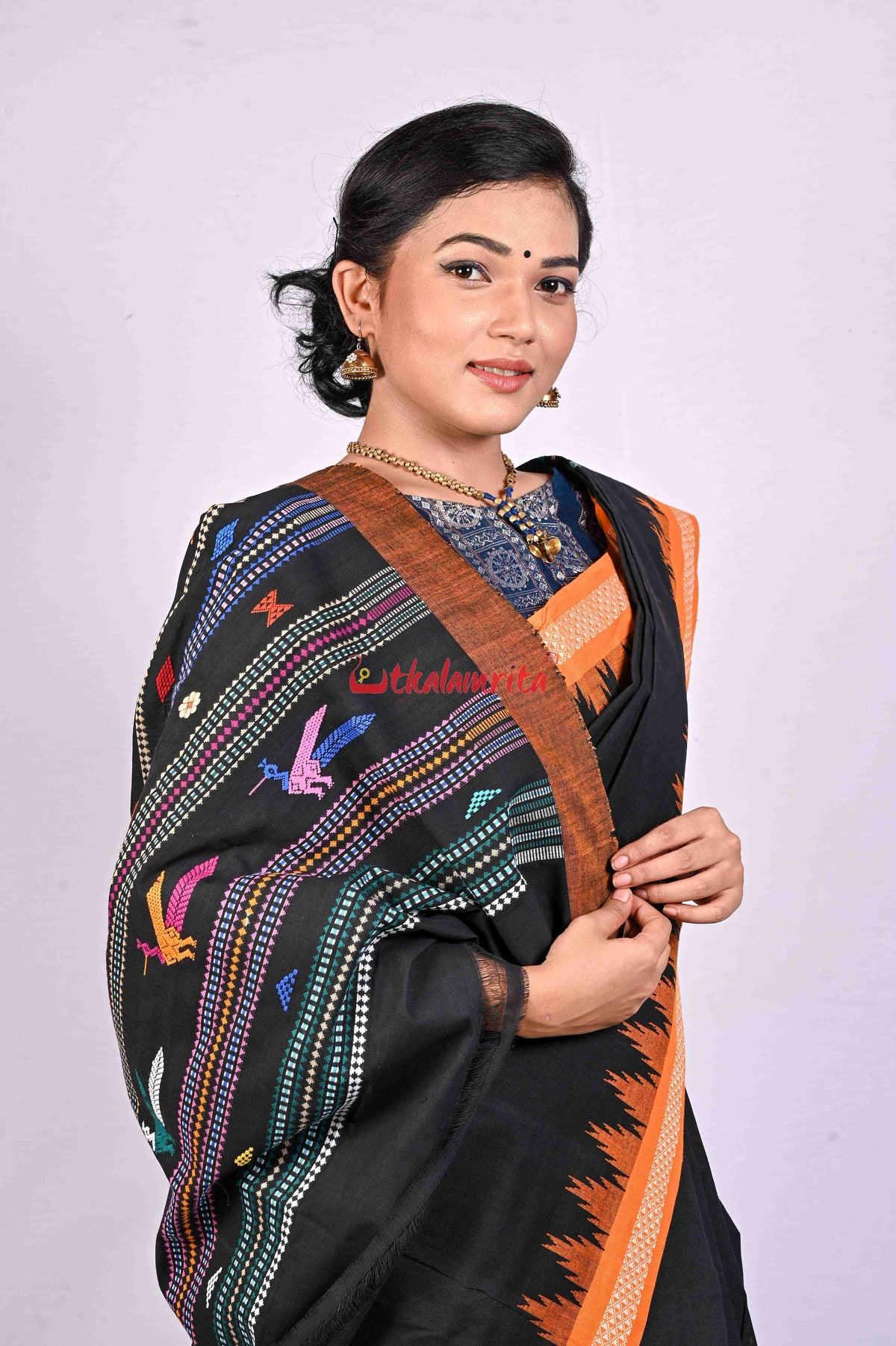 Original Ganjam Bomkai Black Saree