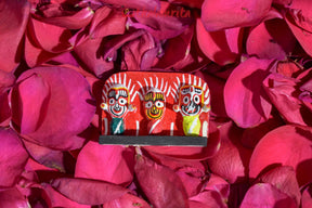 Tiny Wooden Lord Jagannath, Balabhadra, Subhadra Showpiece