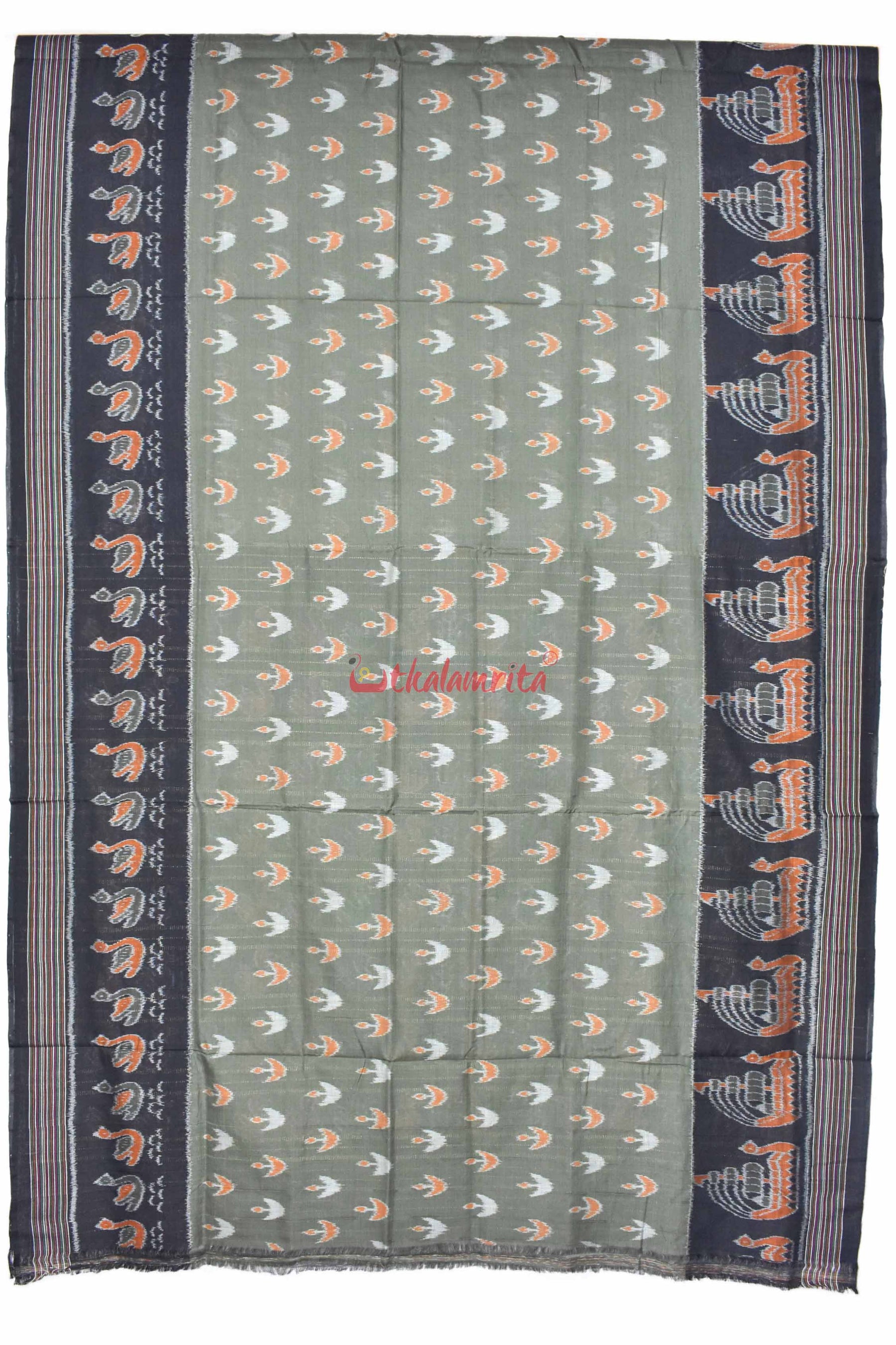 Olive Boita & Ducks Khandua Cotton Saree