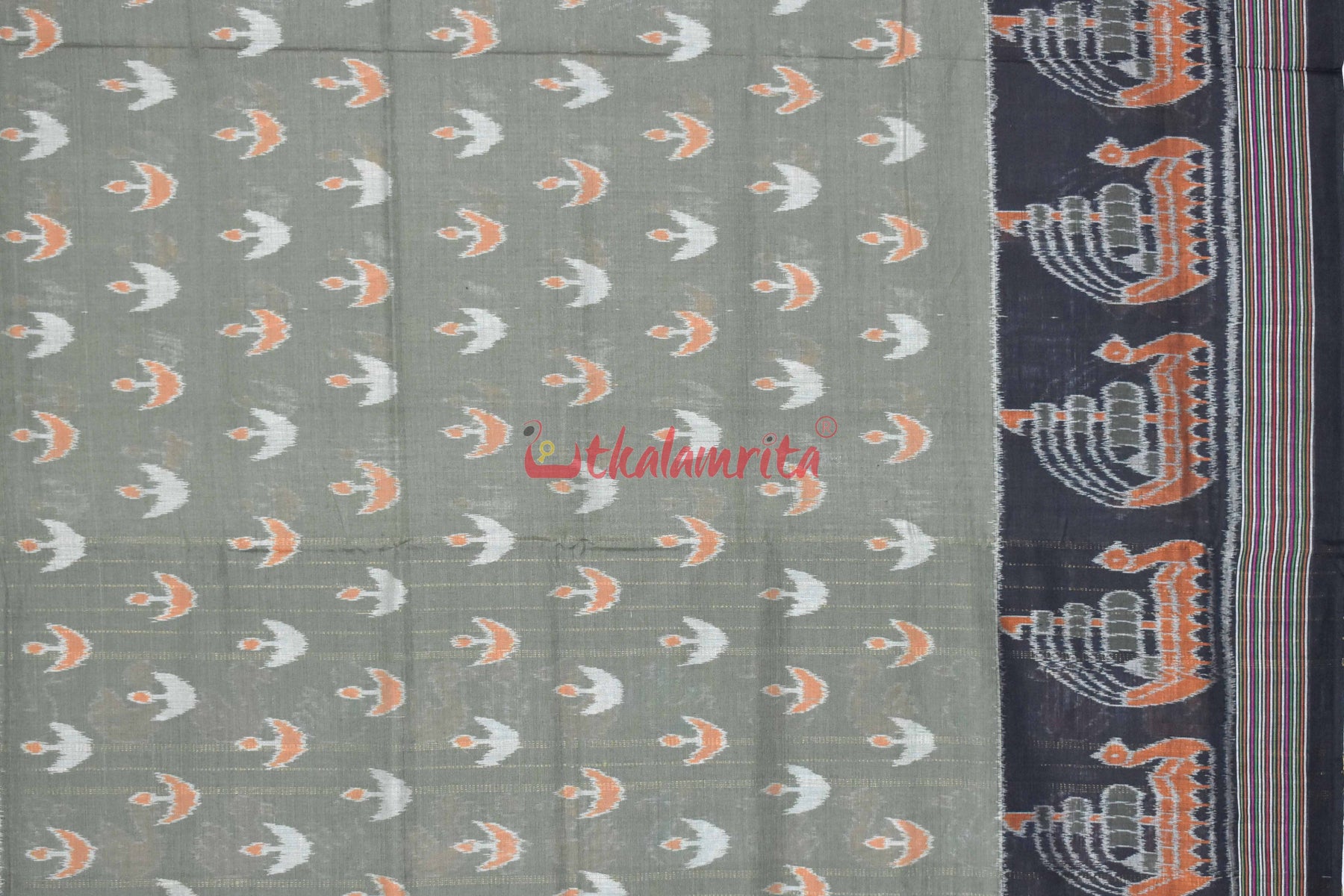 Olive Boita & Ducks Khandua Cotton Saree