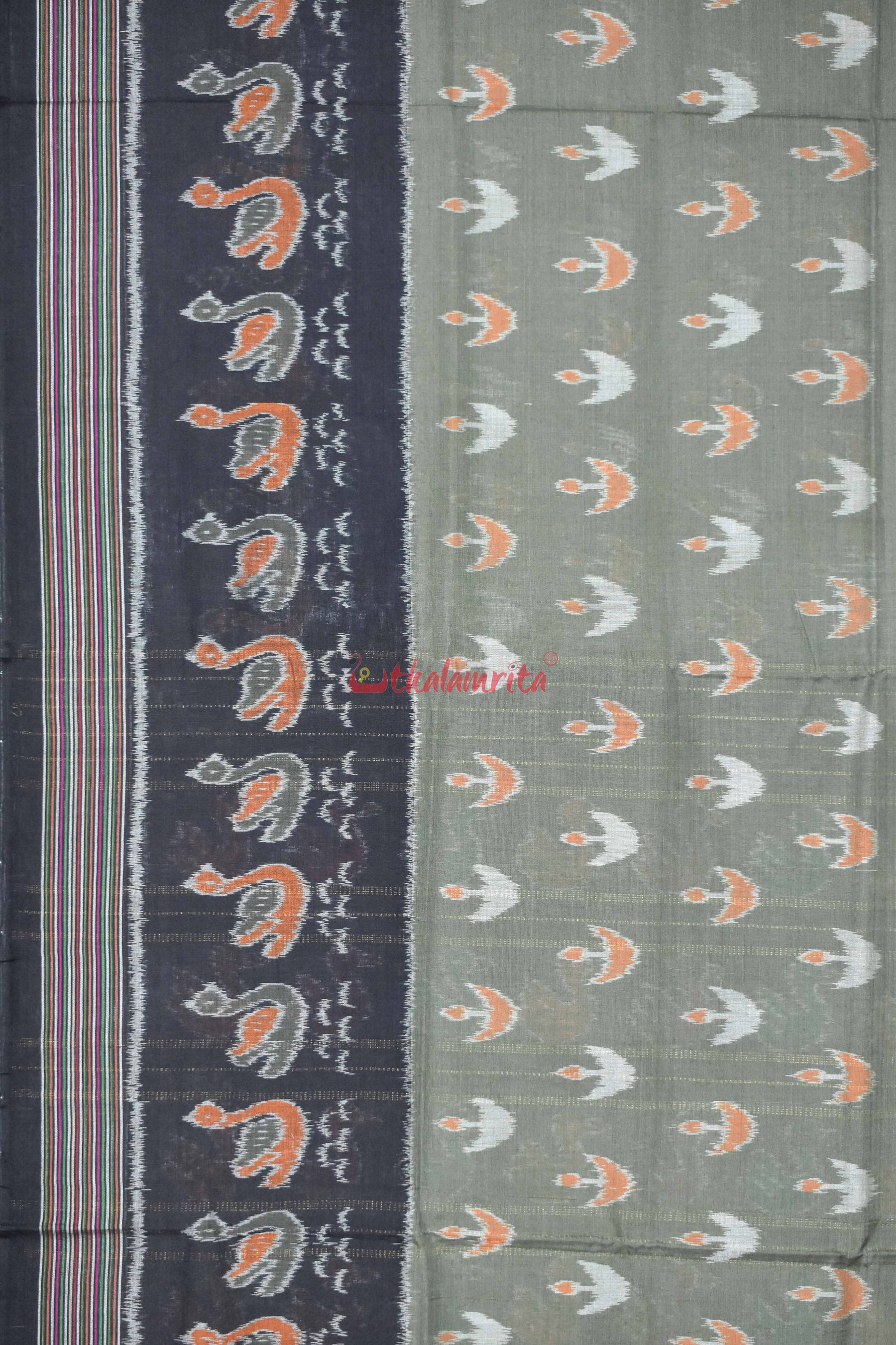 Olive Boita & Ducks Khandua Cotton Saree