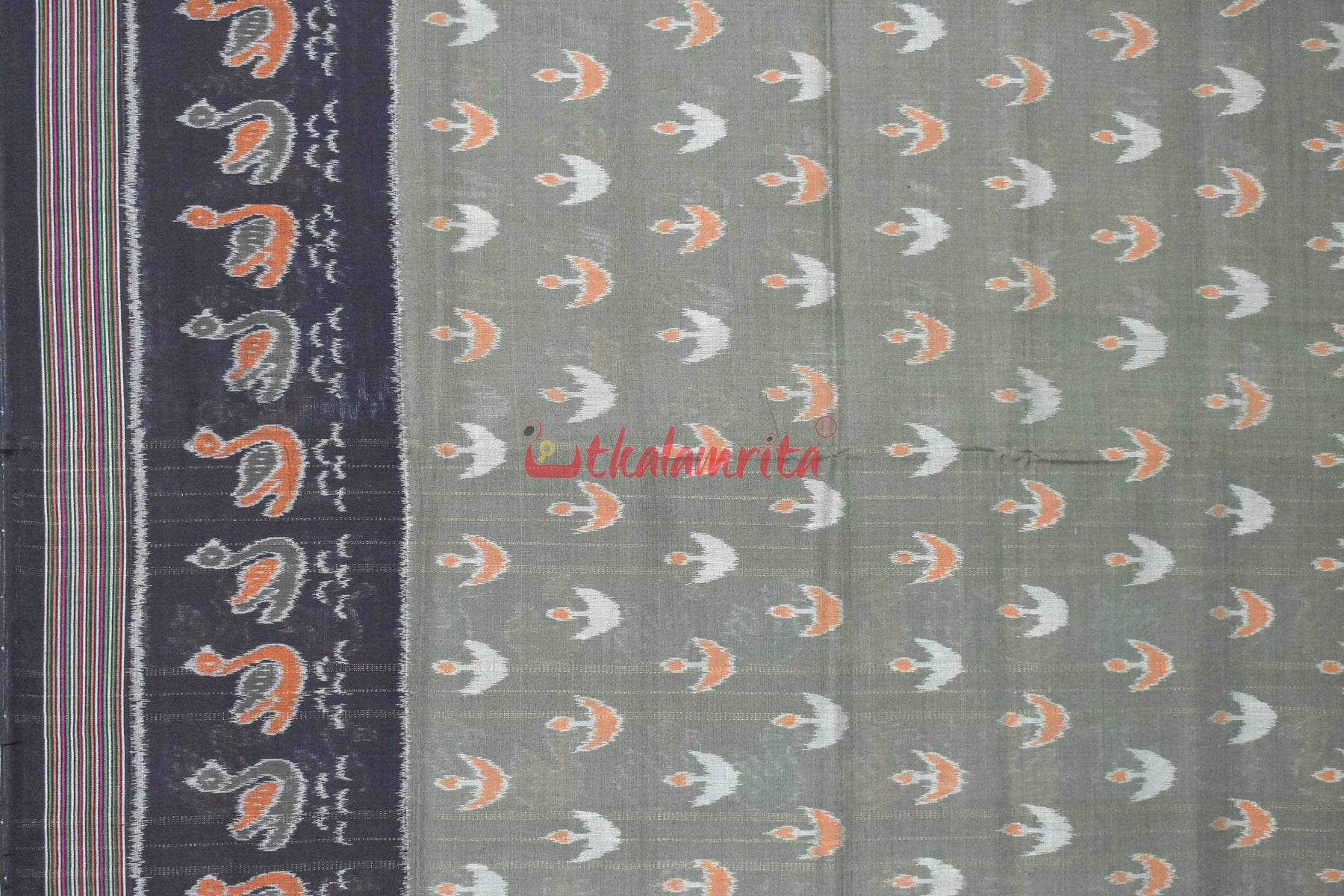 Olive Boita & Ducks Khandua Cotton Saree