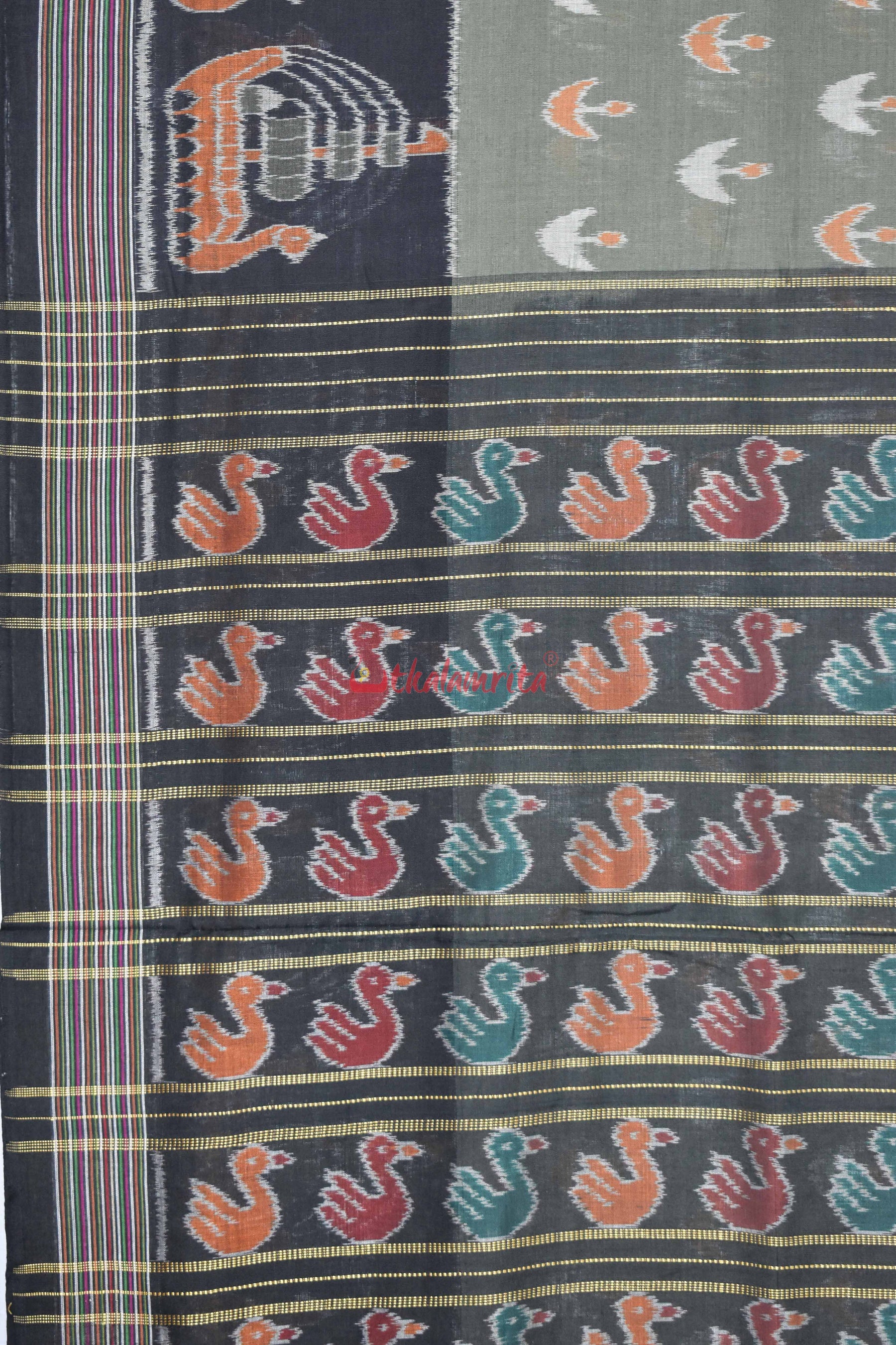 Olive Boita & Ducks Khandua Cotton Saree