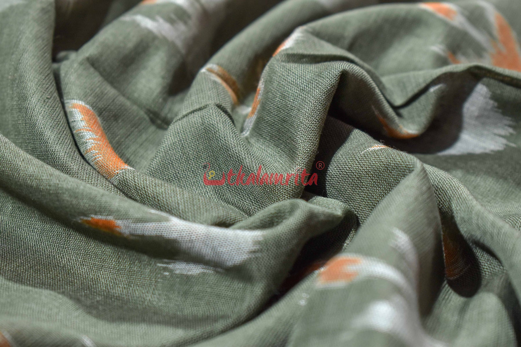 Olive Boita & Ducks Khandua Cotton Saree