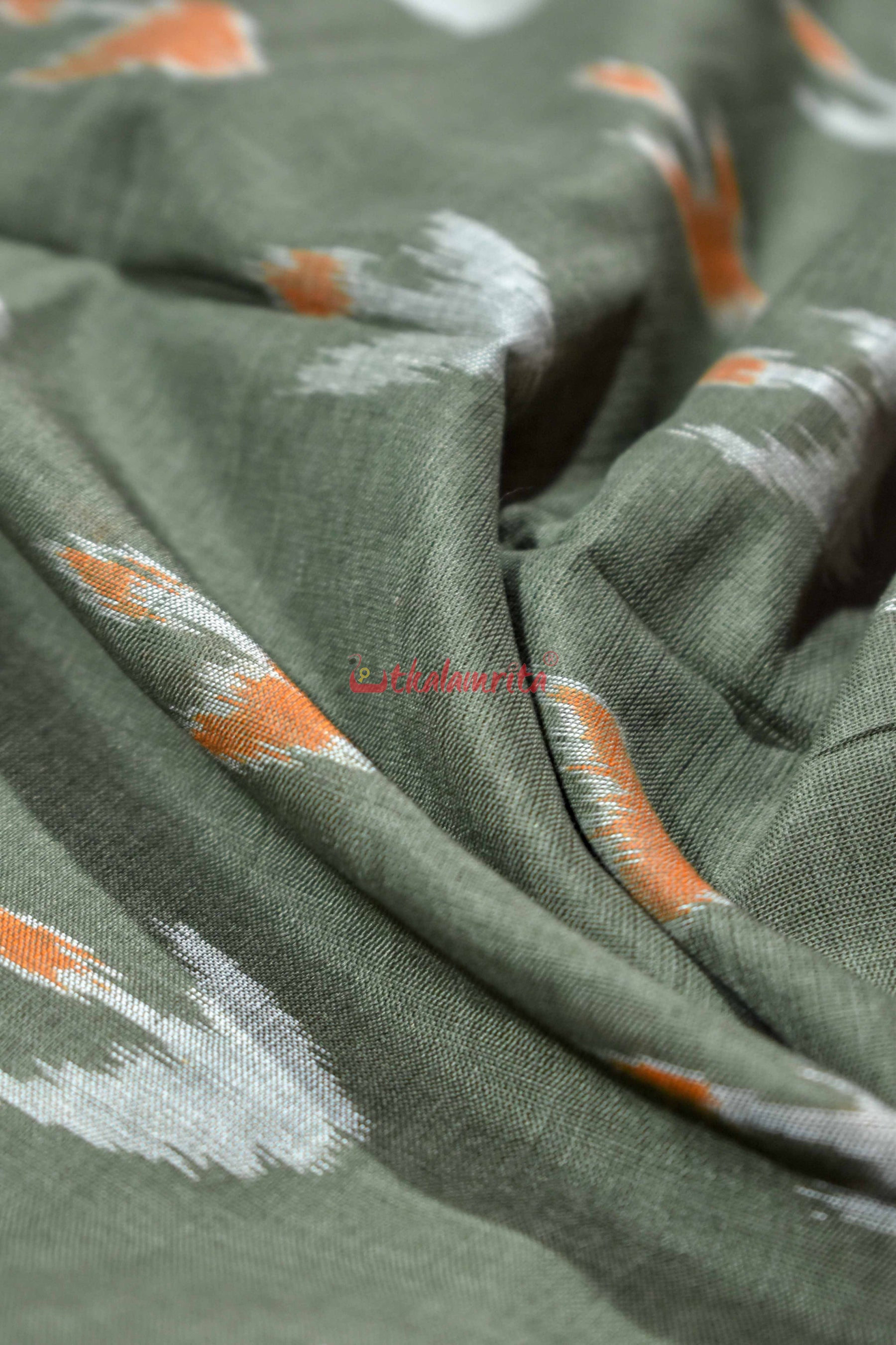 Olive Boita & Ducks Khandua Cotton Saree