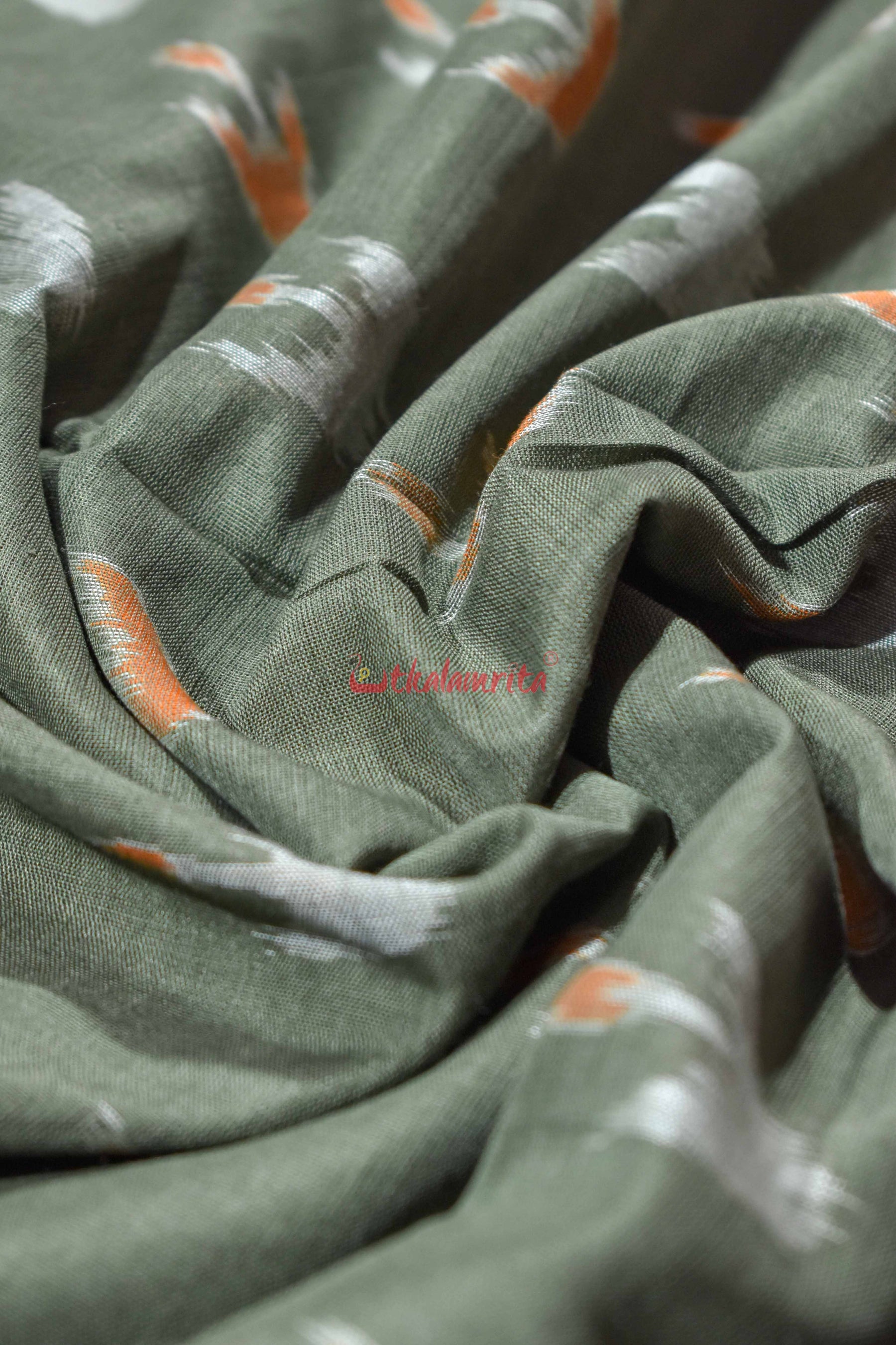 Olive Boita & Ducks Khandua Cotton Saree