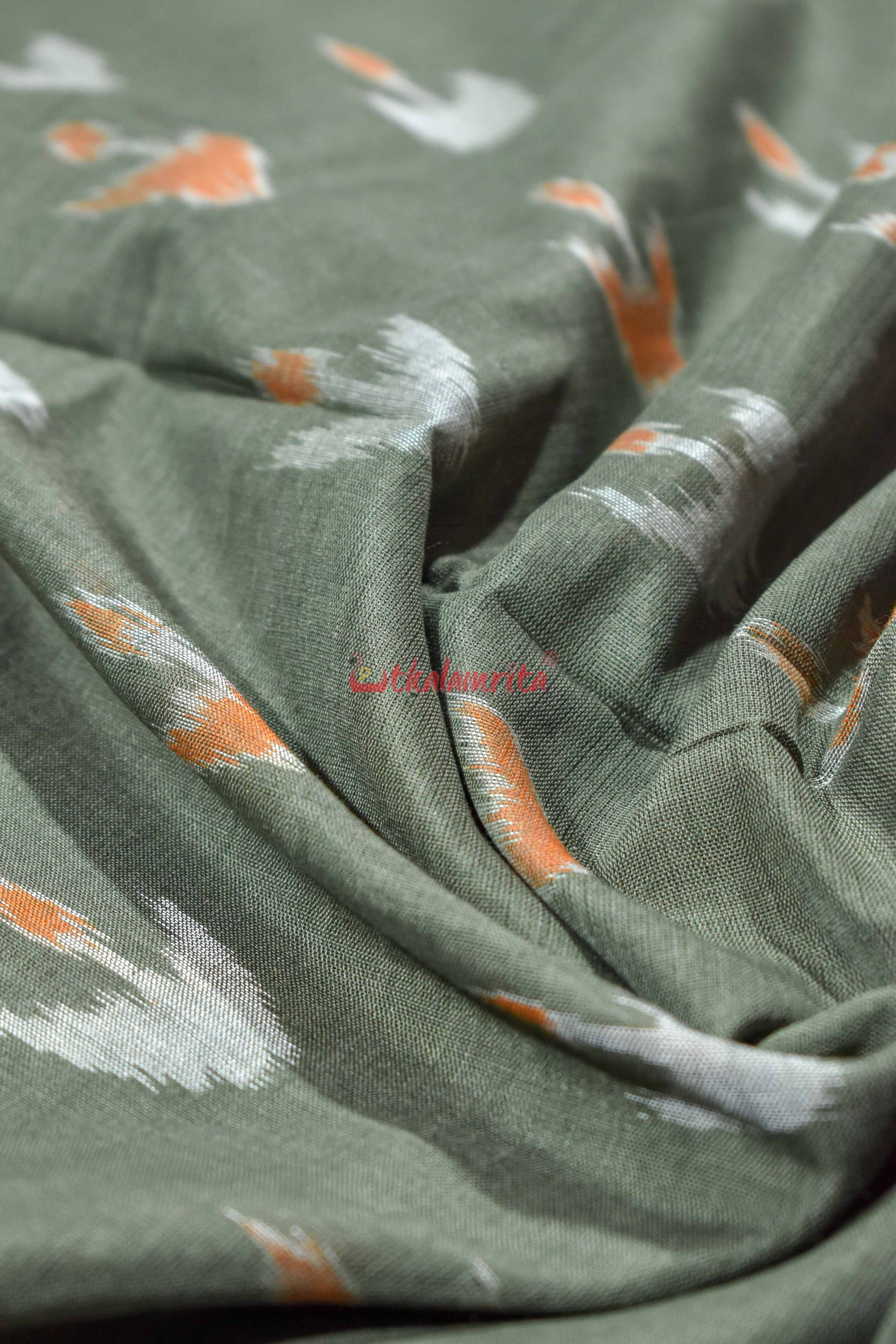 Olive Boita & Ducks Khandua Cotton Saree