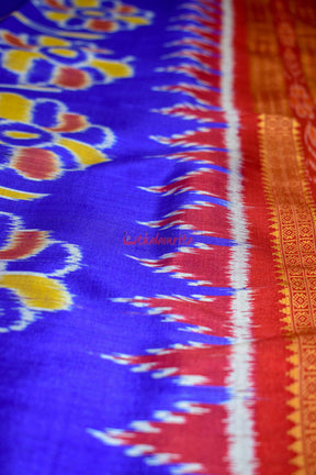 Deep Blue Elephant Khandua Silk Saree