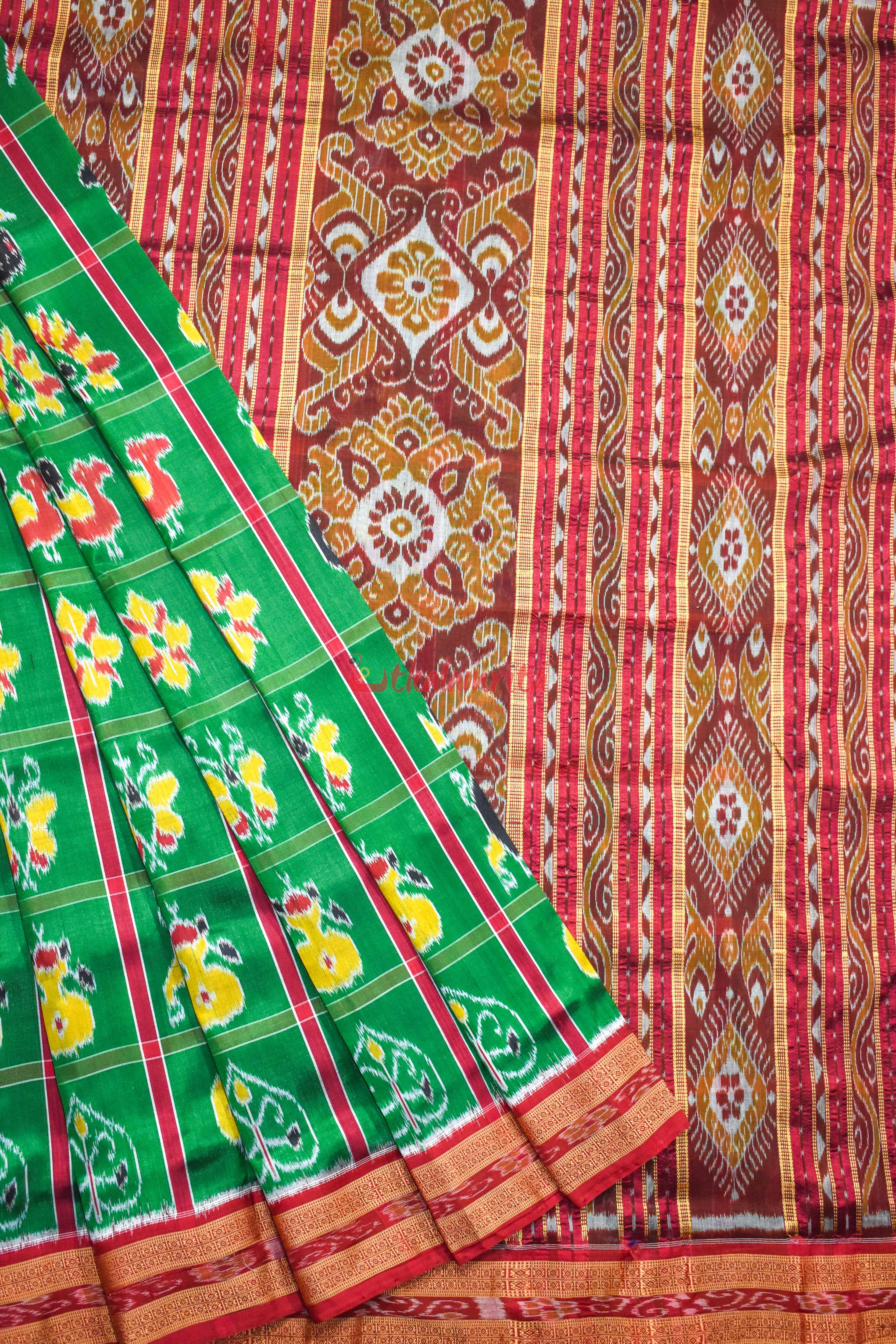 Green Red Nabarangi Silk