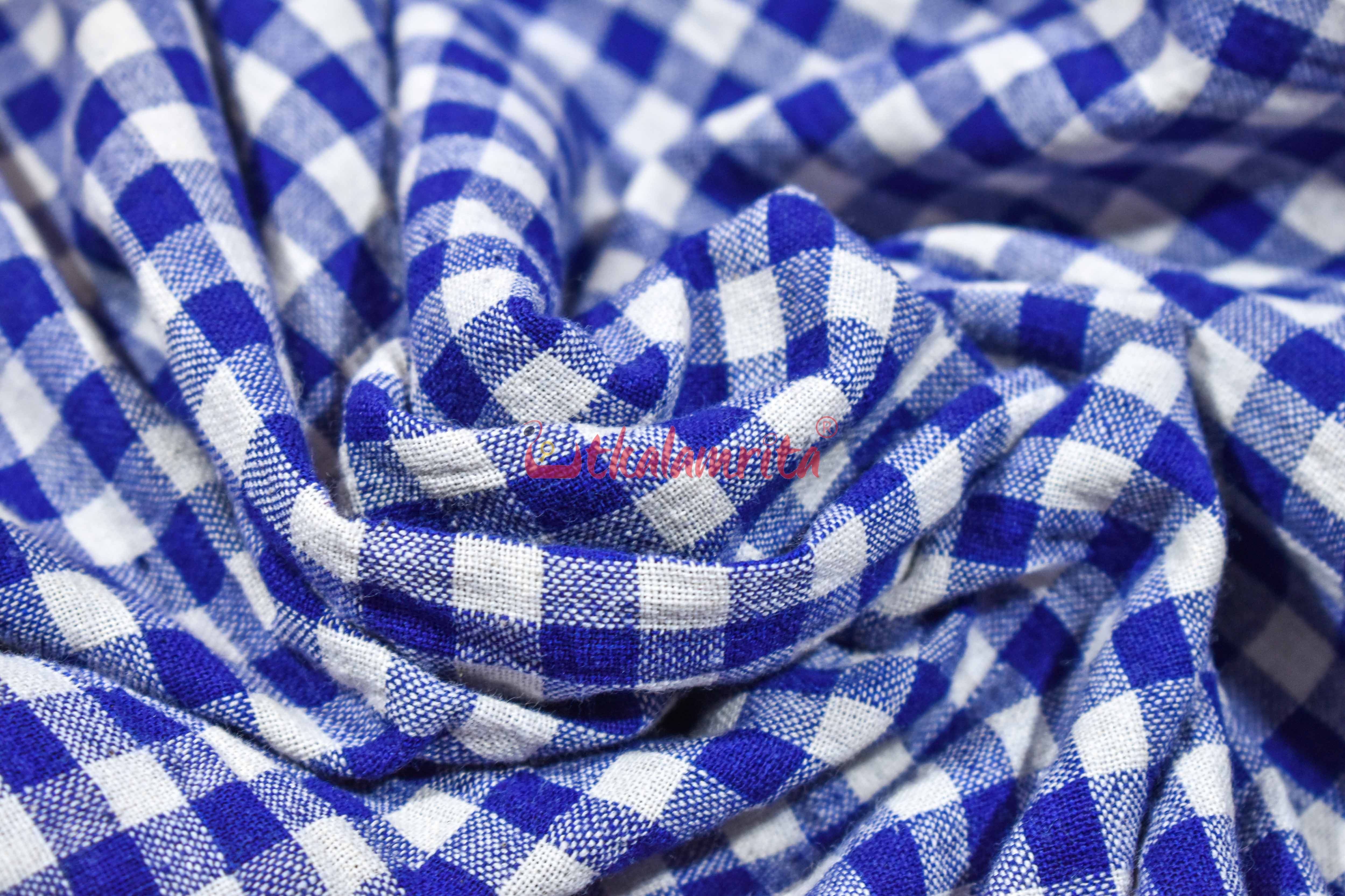 Thick Checks White Blue Kotpad (Fabric)