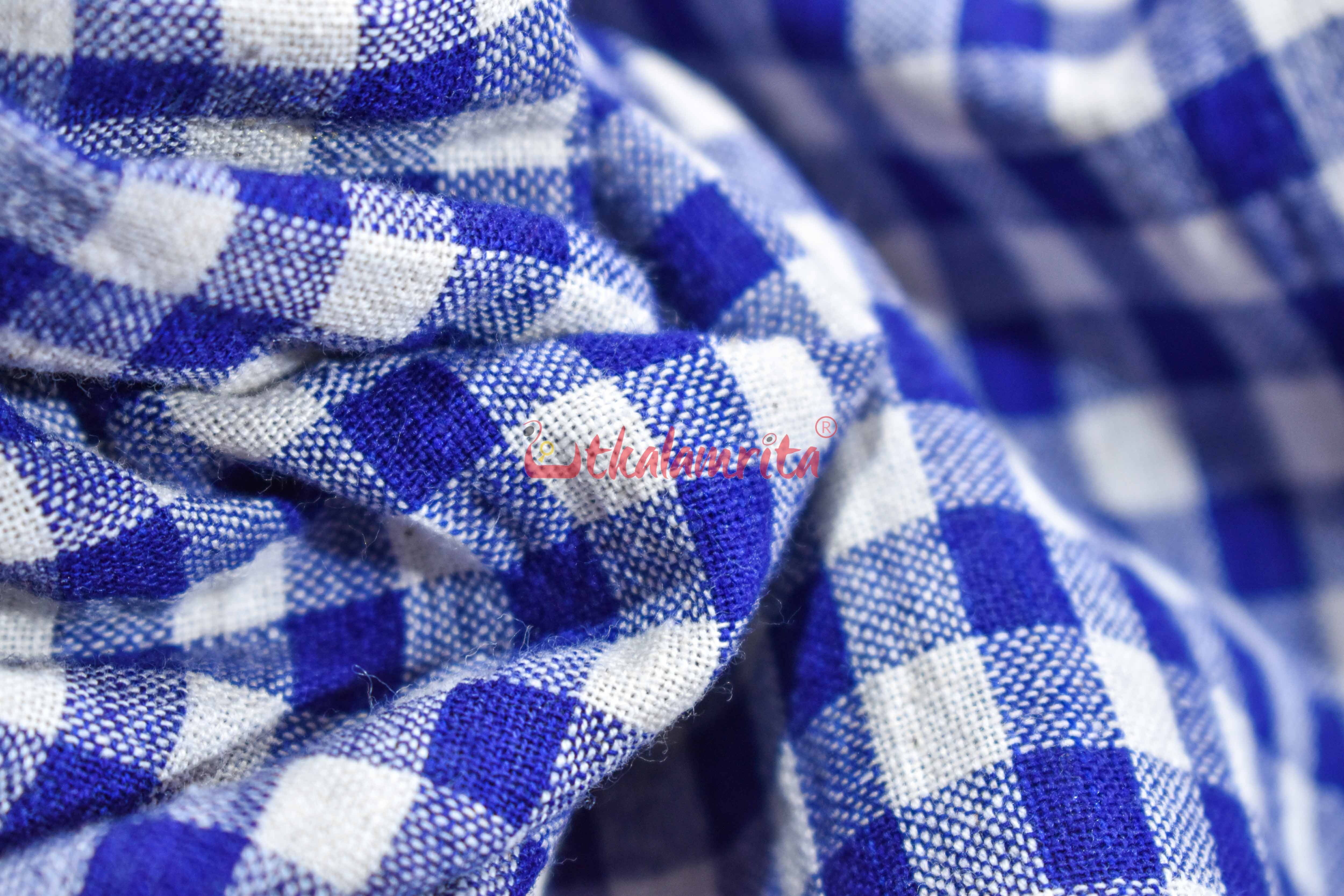 Thick Checks White Blue Kotpad (Fabric)