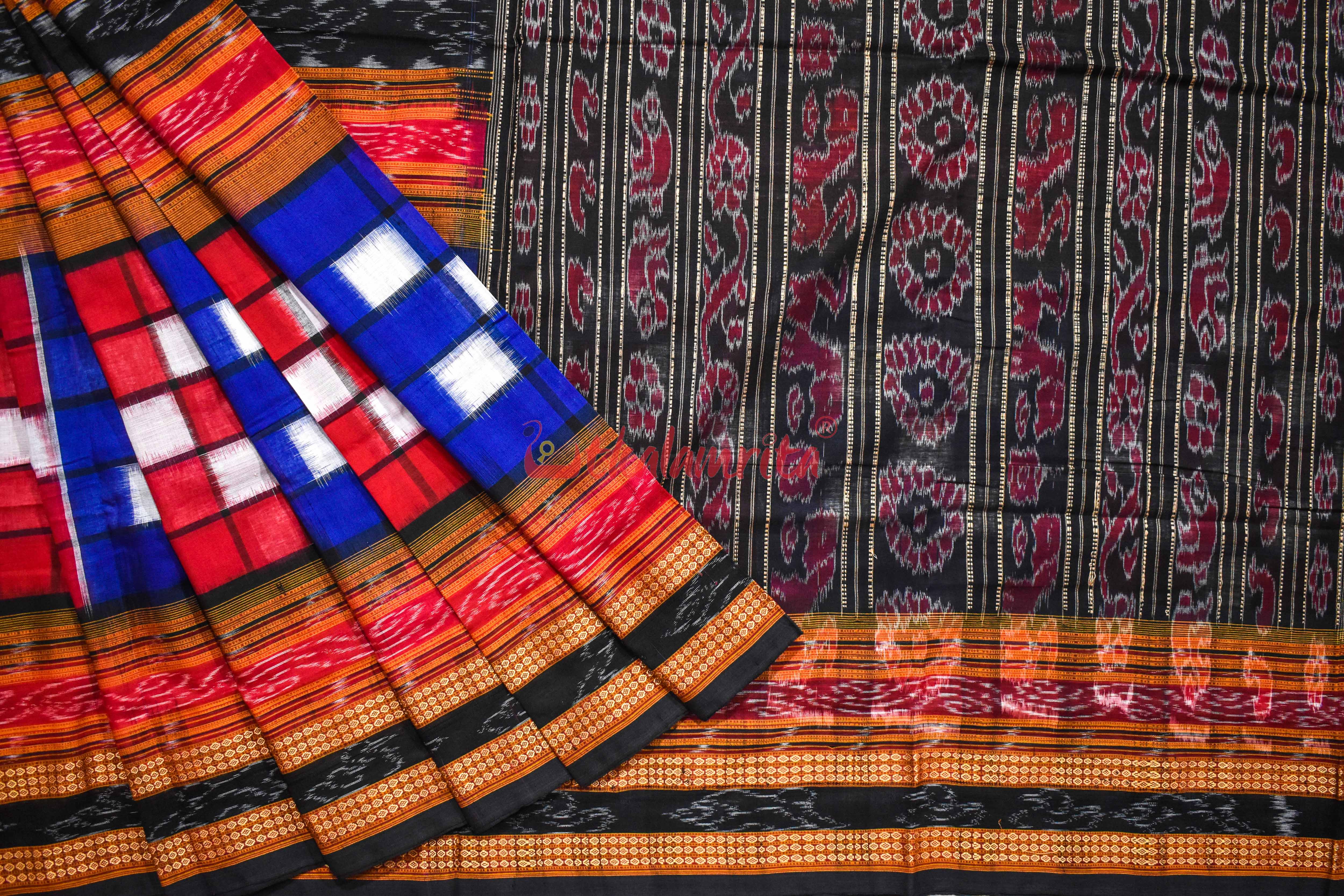 Blue Red Bichitrapuri Saree