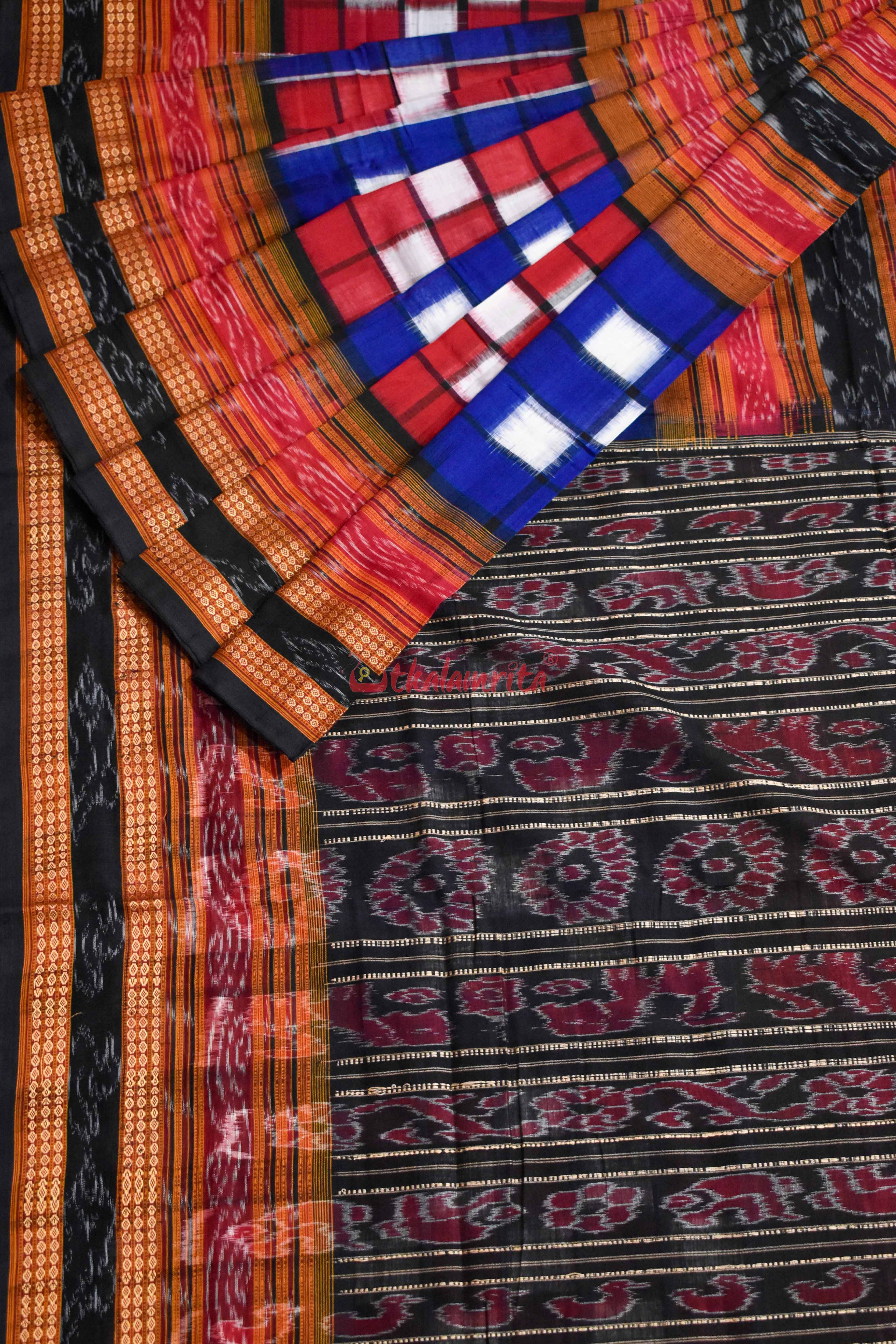 Blue Red Bichitrapuri Saree