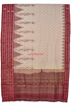 Off White Maroon Daali Scot Khandua Cotton