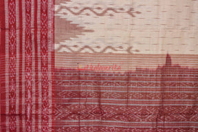 Off White Maroon Daali Scot Khandua Cotton