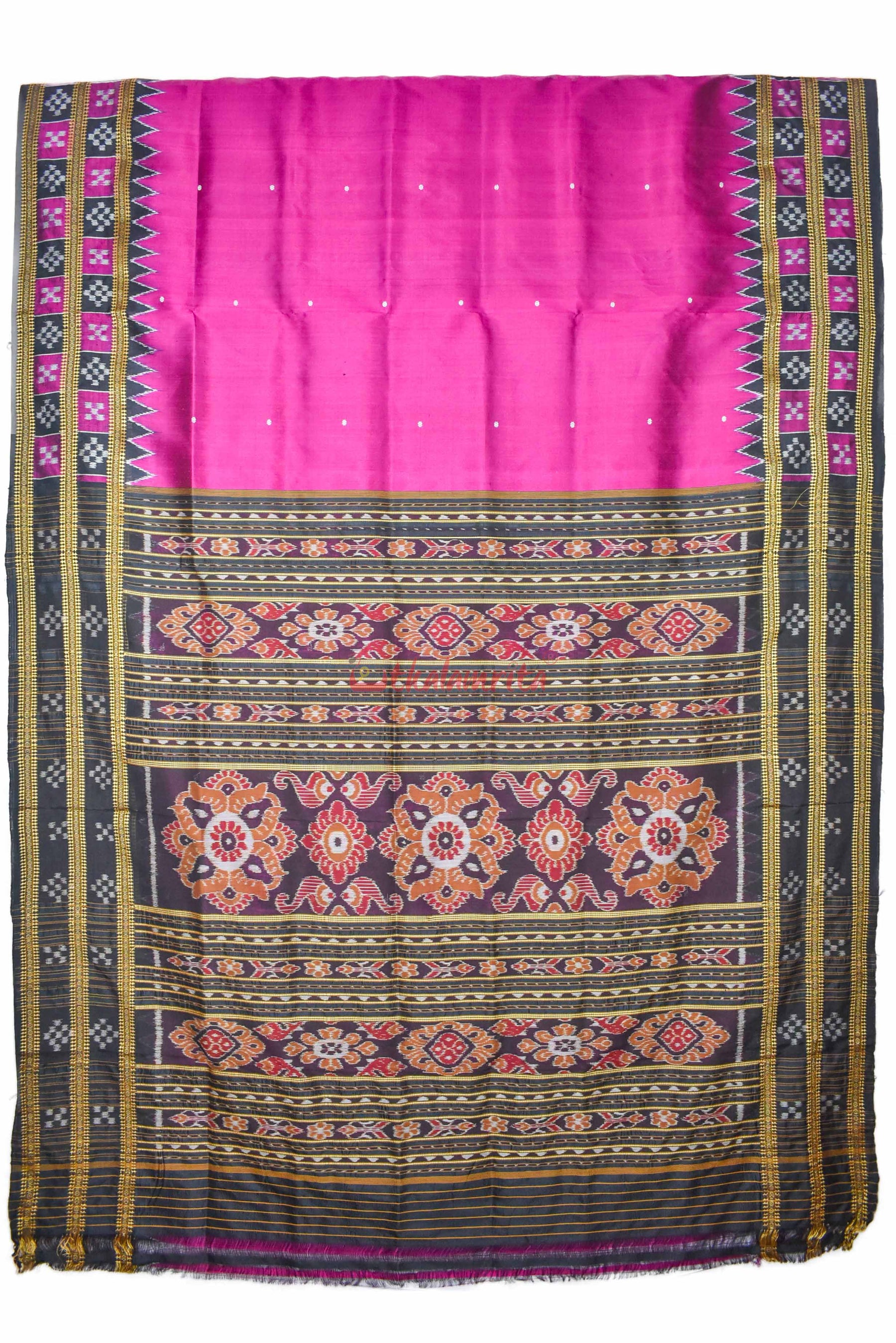 Magenta Double Border Pasapali Khandua Silk