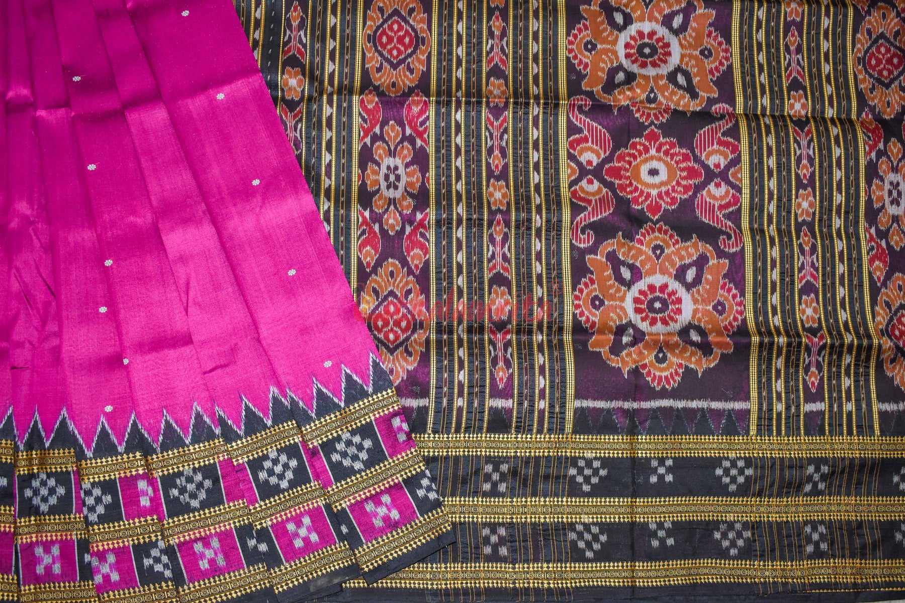 Magenta Double Border Pasapali Khandua Silk