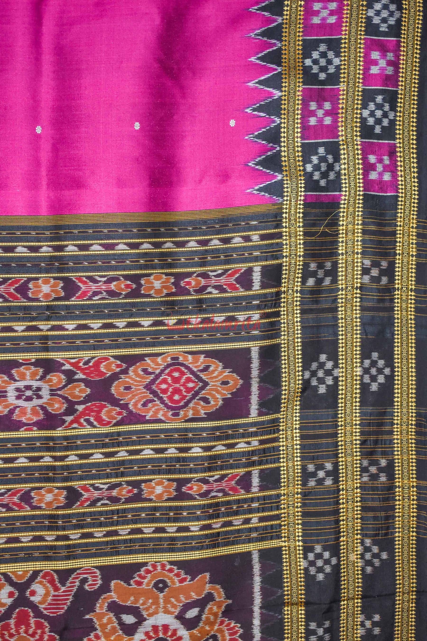 Magenta Double Border Pasapali Khandua Silk