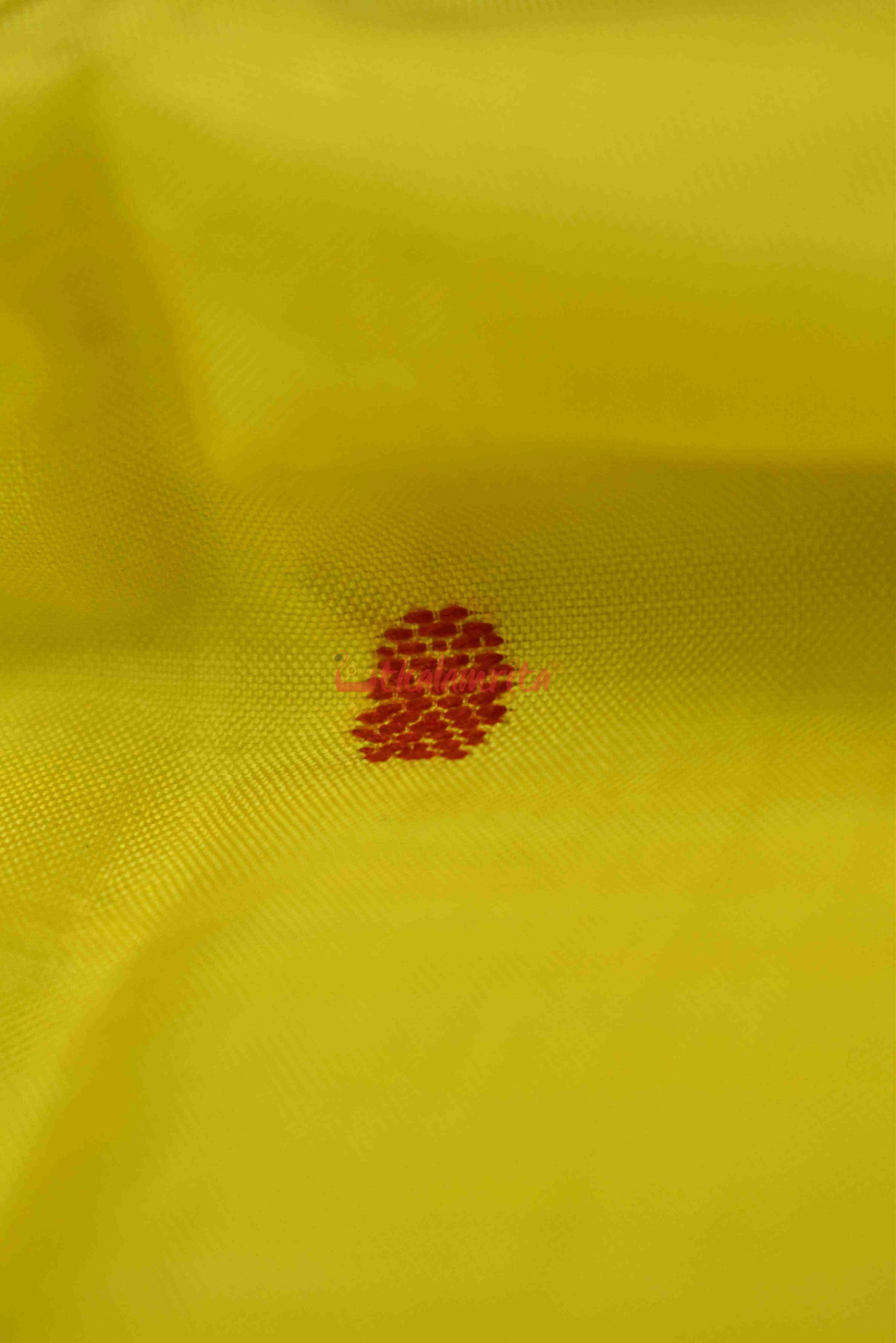 Lemon Yellow Kathifera Silk Saree