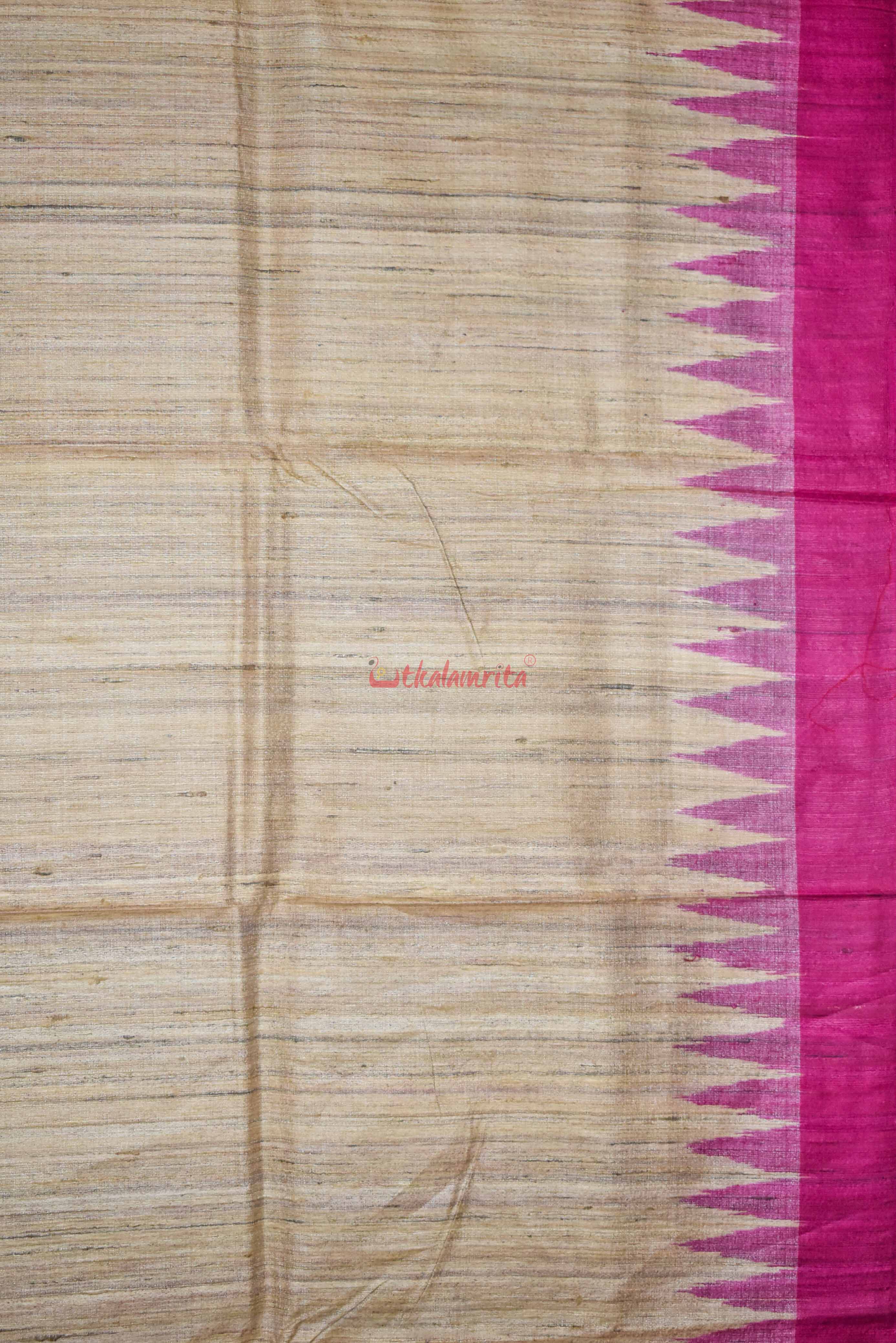 Beige Magenta Gopalpur Tussar Saree
