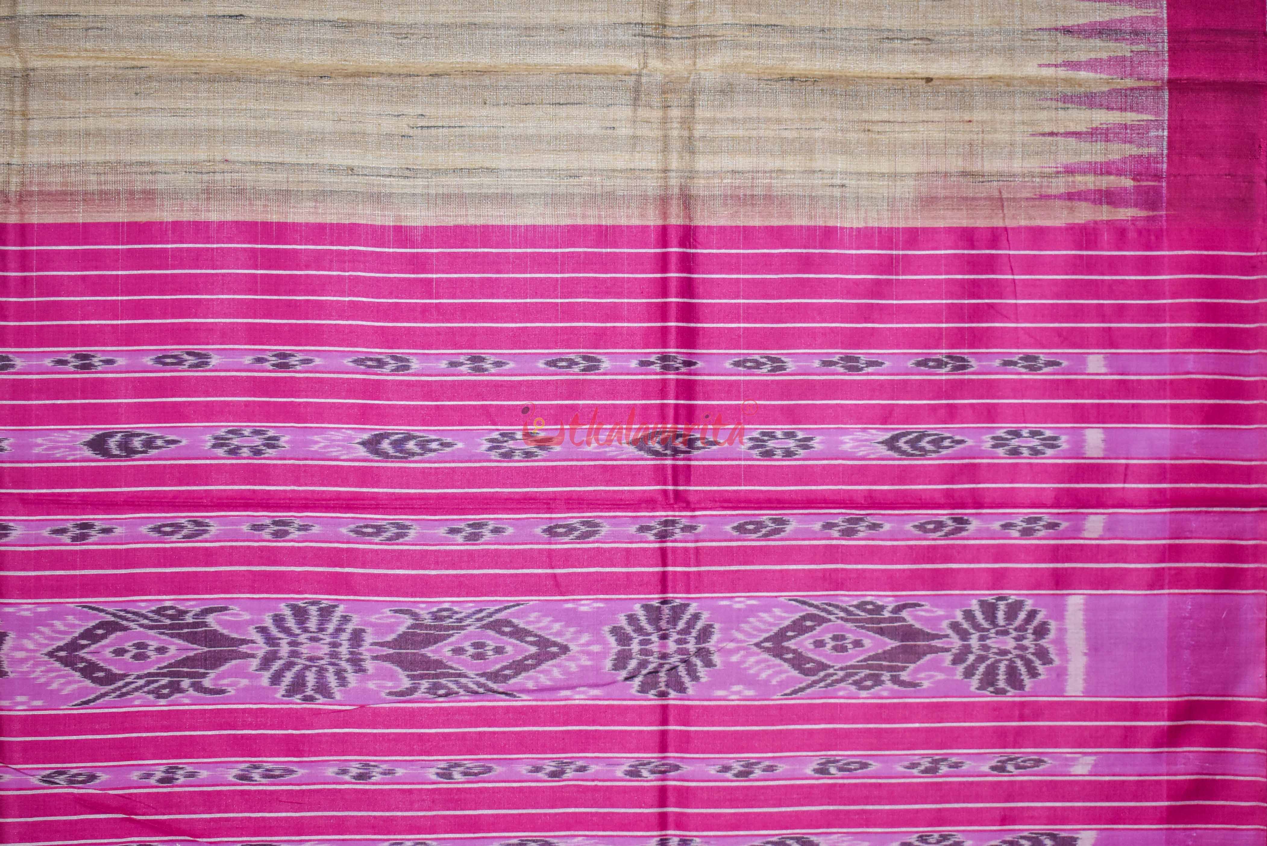 Beige Magenta Gopalpur Tussar Saree