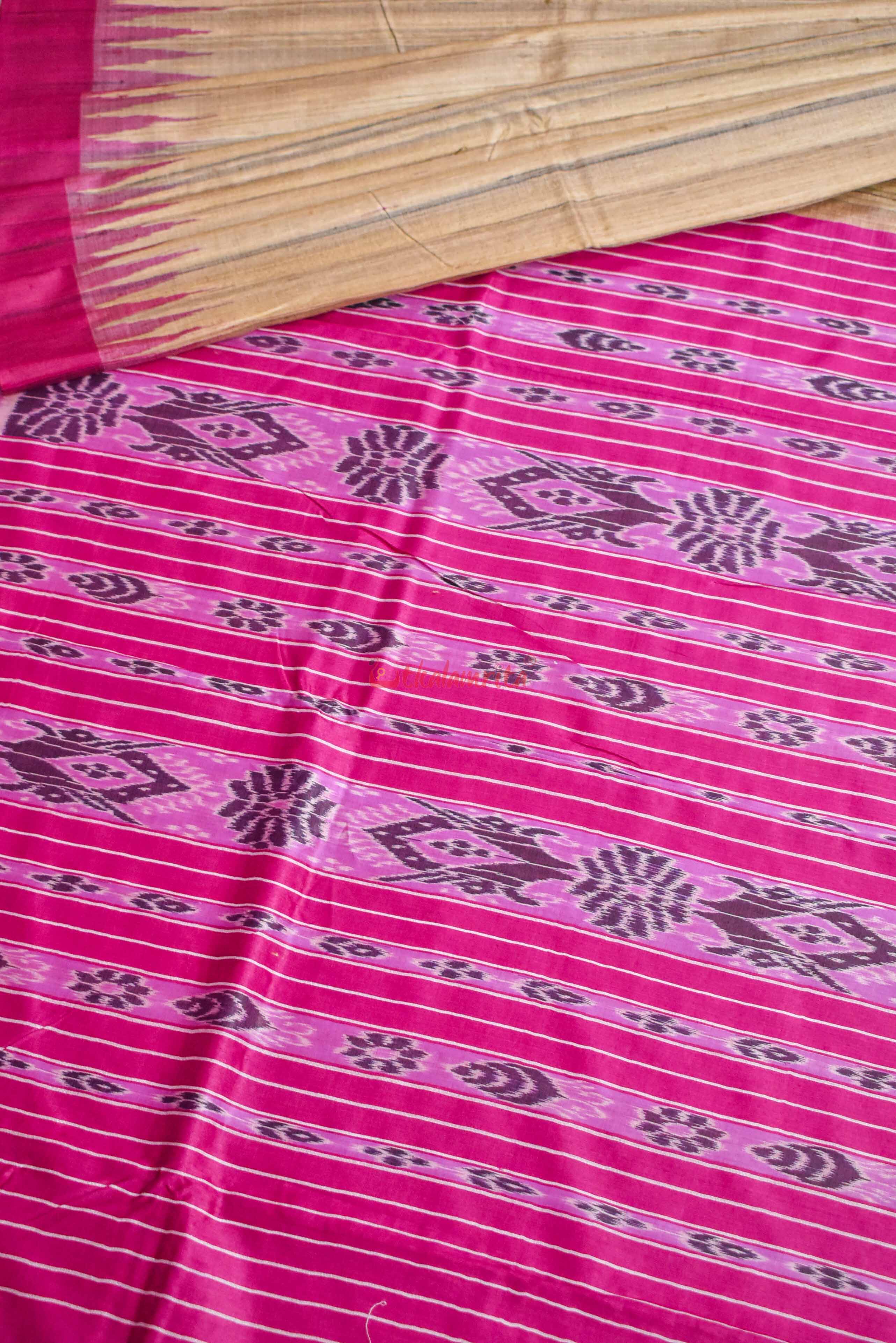 Beige Magenta Gopalpur Tussar Saree