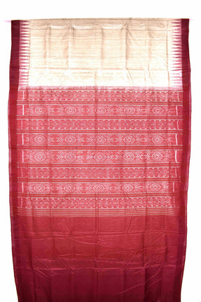 Gopalpur Tussar Beige with Red Border Saree