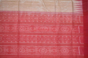 Gopalpur Tussar Beige with Red Border Saree