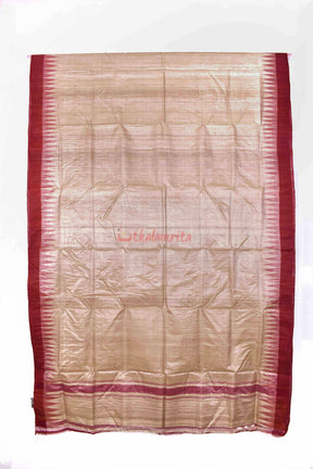 Gopalpur Tussar Beige with Red Border Saree