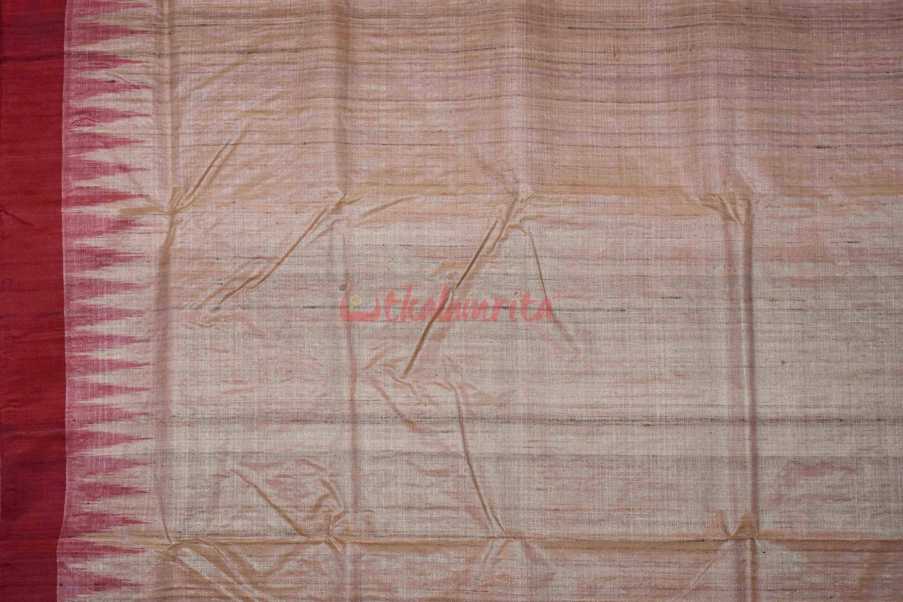 Gopalpur Tussar Beige with Red Border Saree