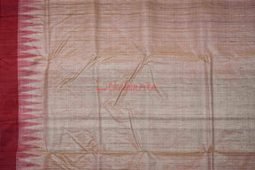 Gopalpur Tussar Beige with Red Border Saree