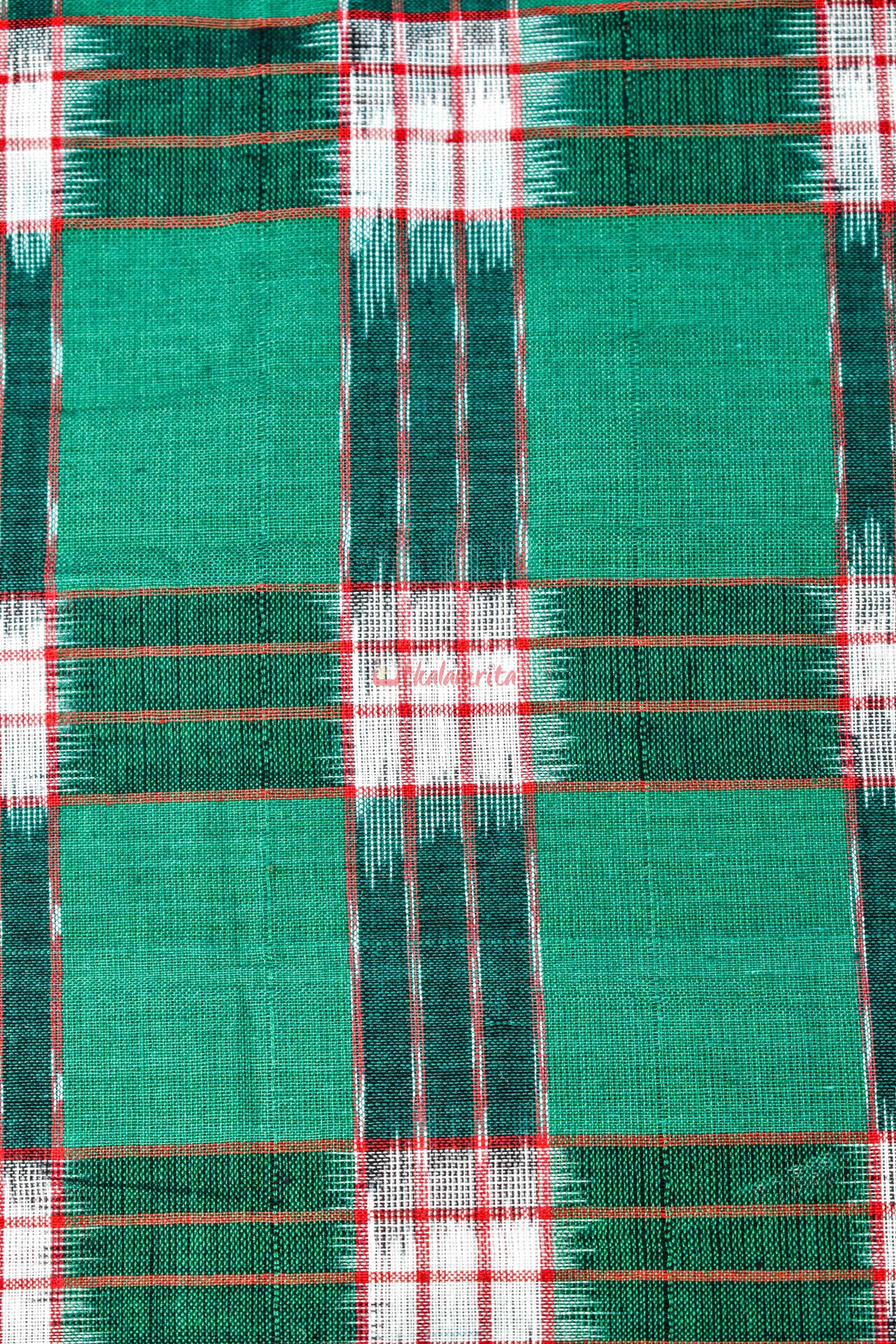 Green White Jharaka Fabric (Fabric)