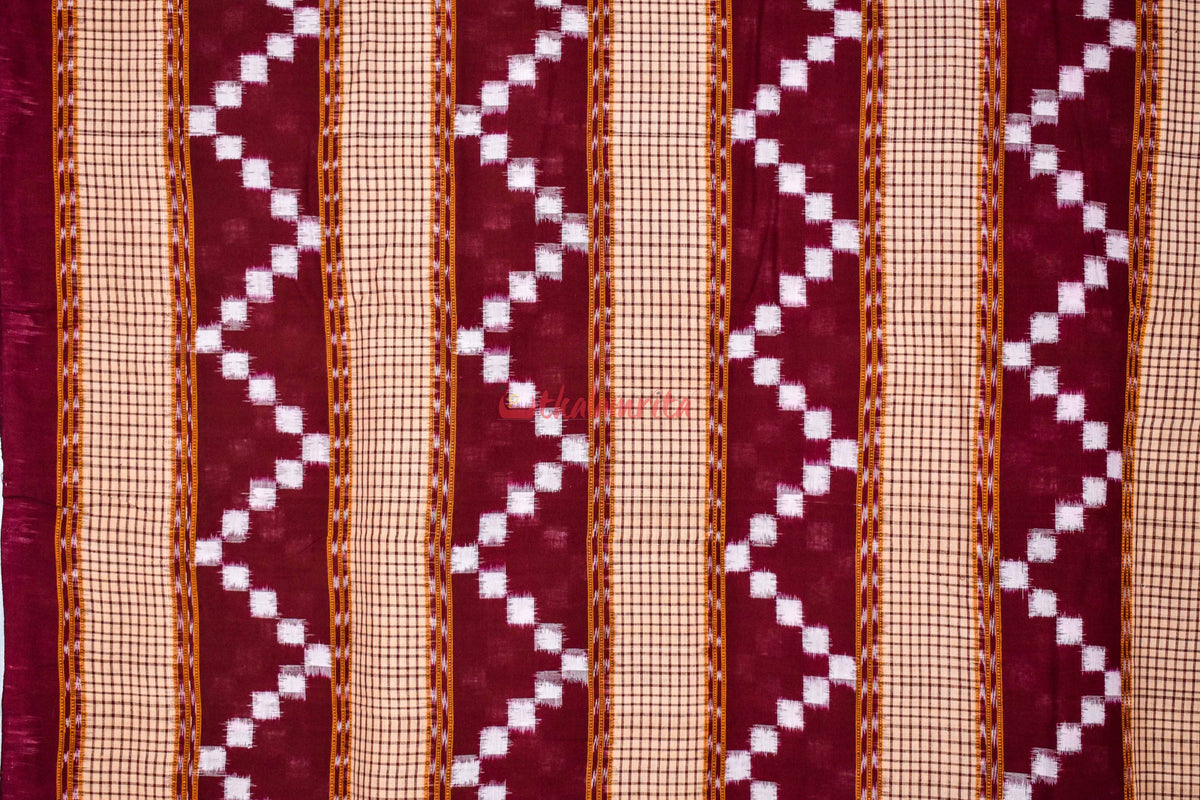 Cream Maroon Sachipar Madhupuri (Fabric)