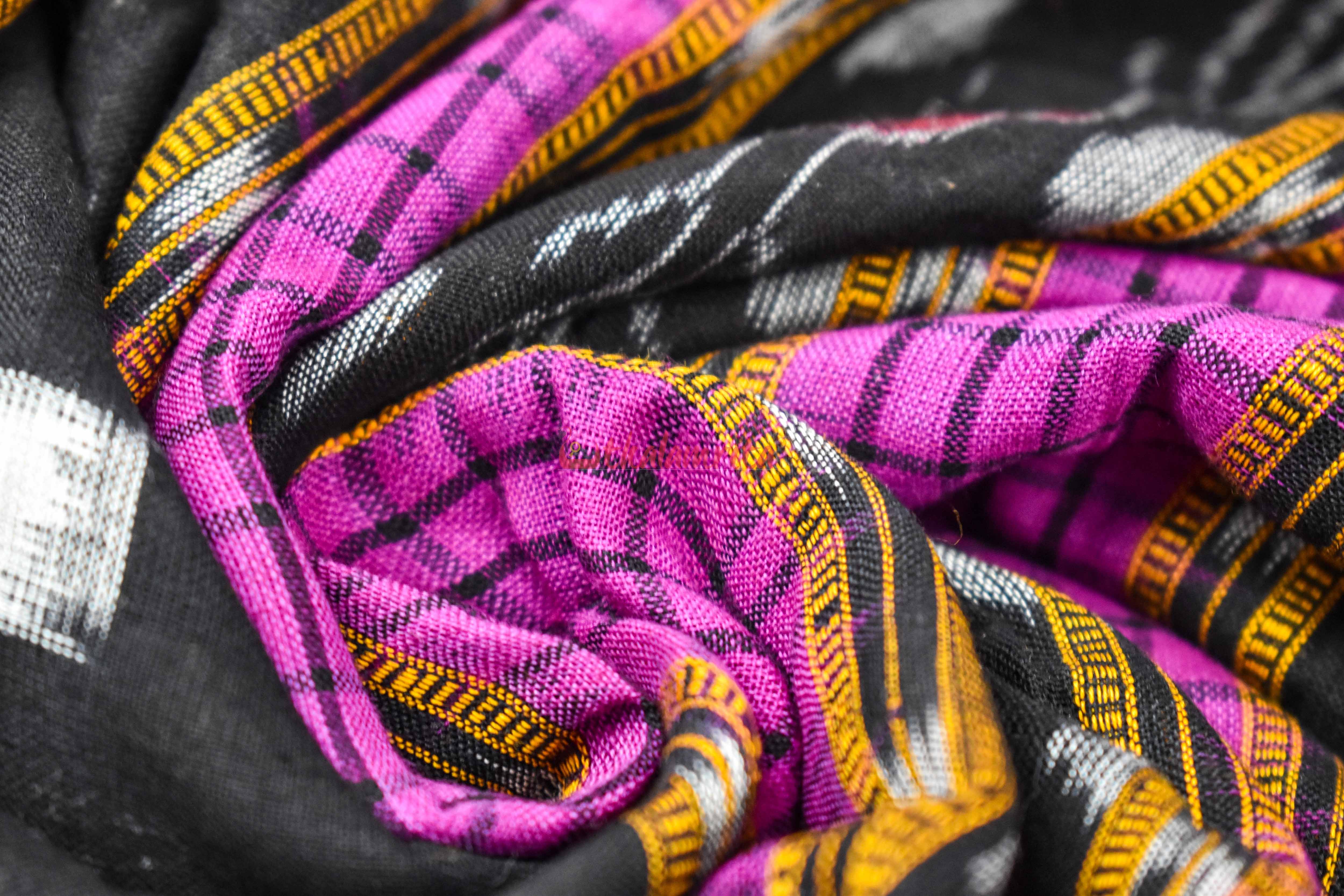 Black Magenta Sachipar Madhupuri (Fabric)