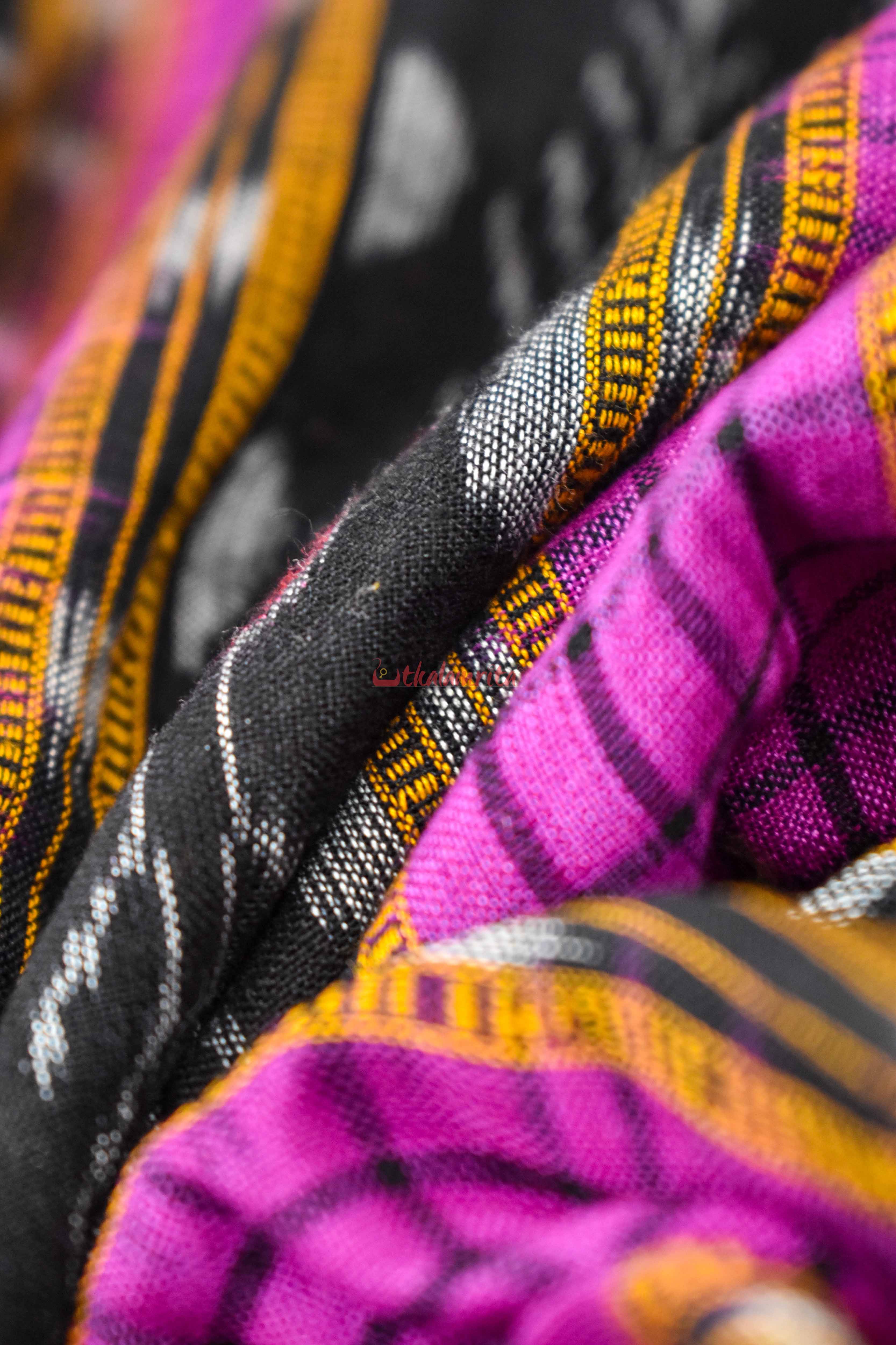 Black Magenta Sachipar Madhupuri (Fabric)