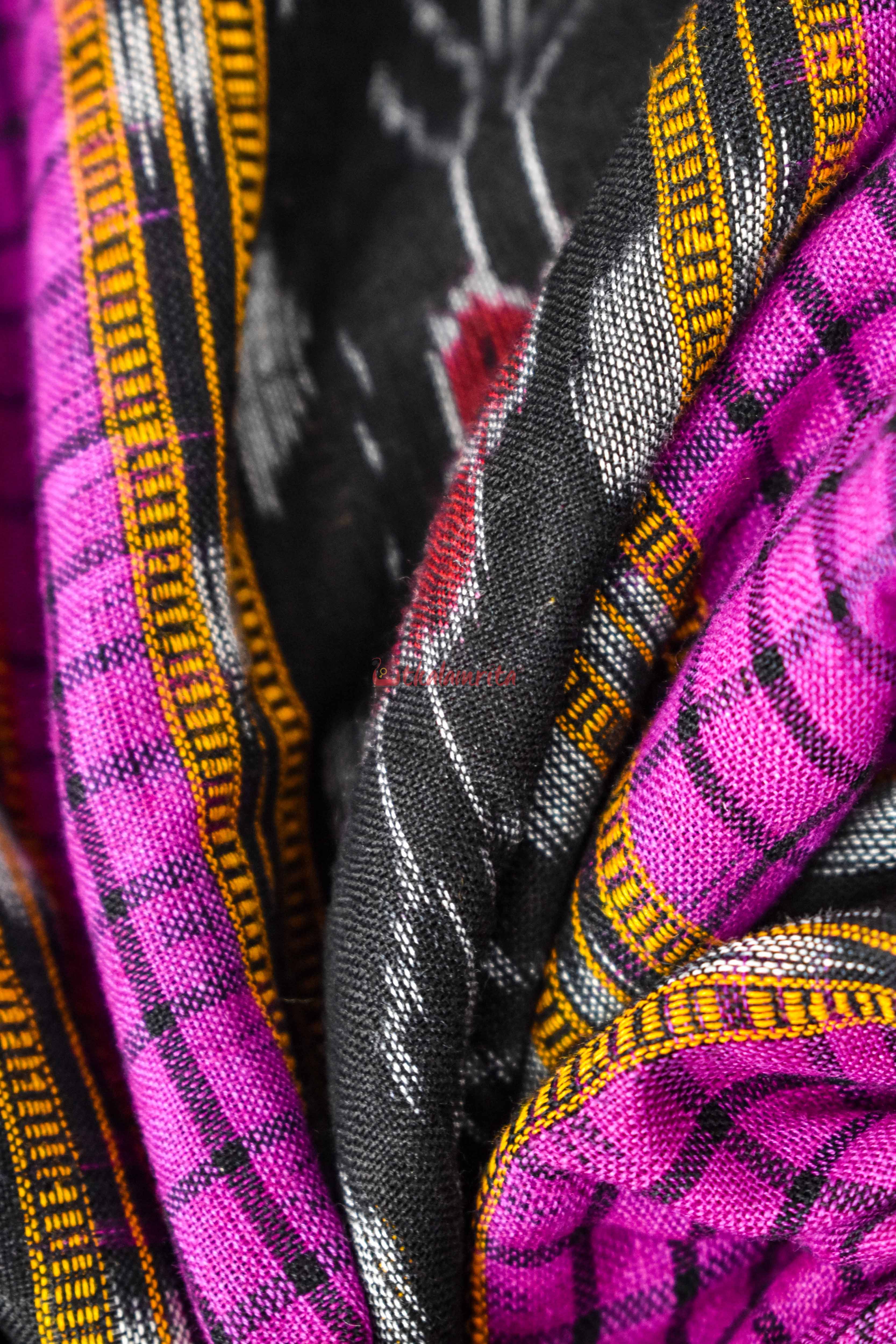 Black Magenta Sachipar Madhupuri (Fabric)