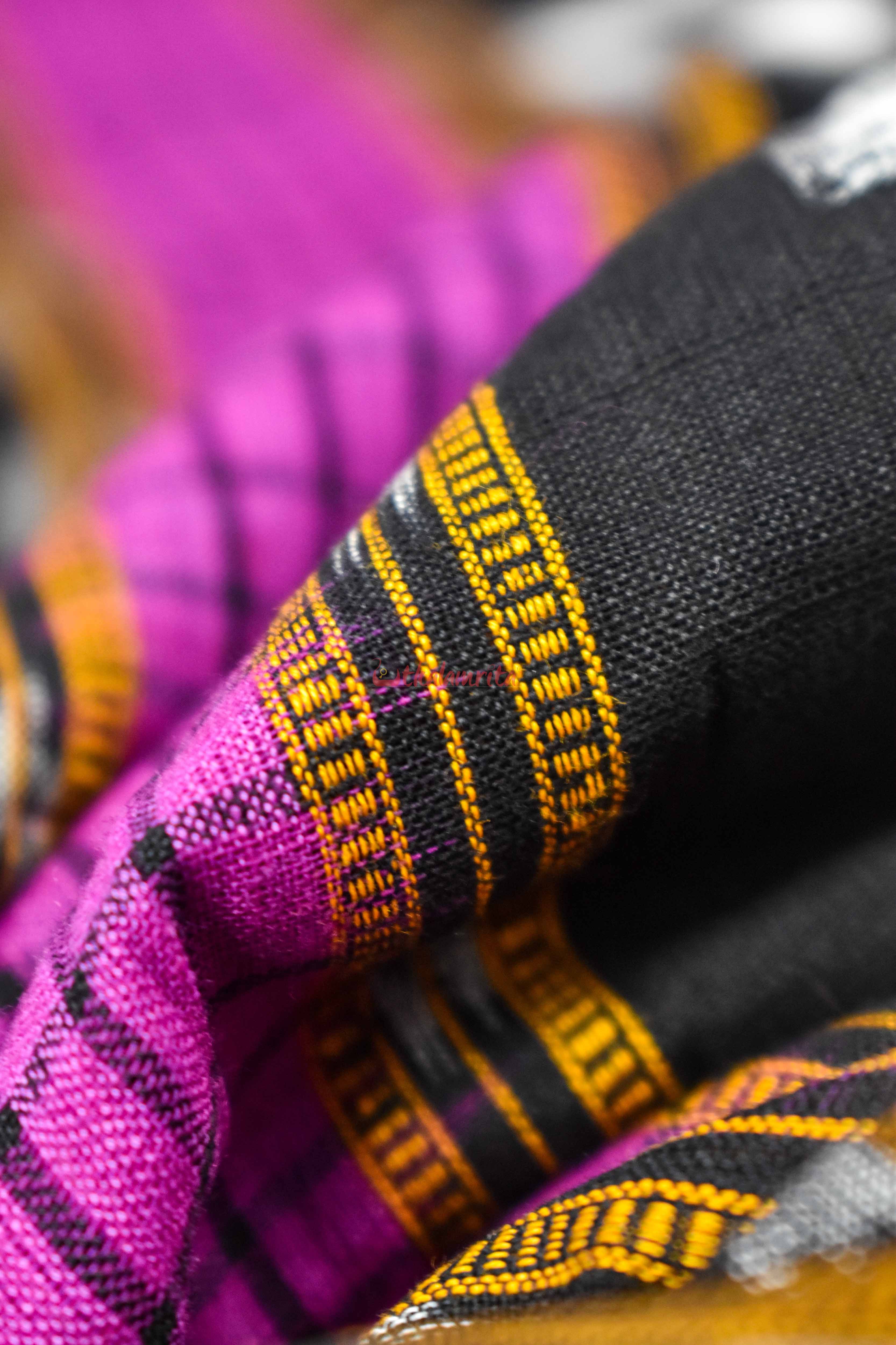 Black Magenta Sachipar Madhupuri (Fabric)
