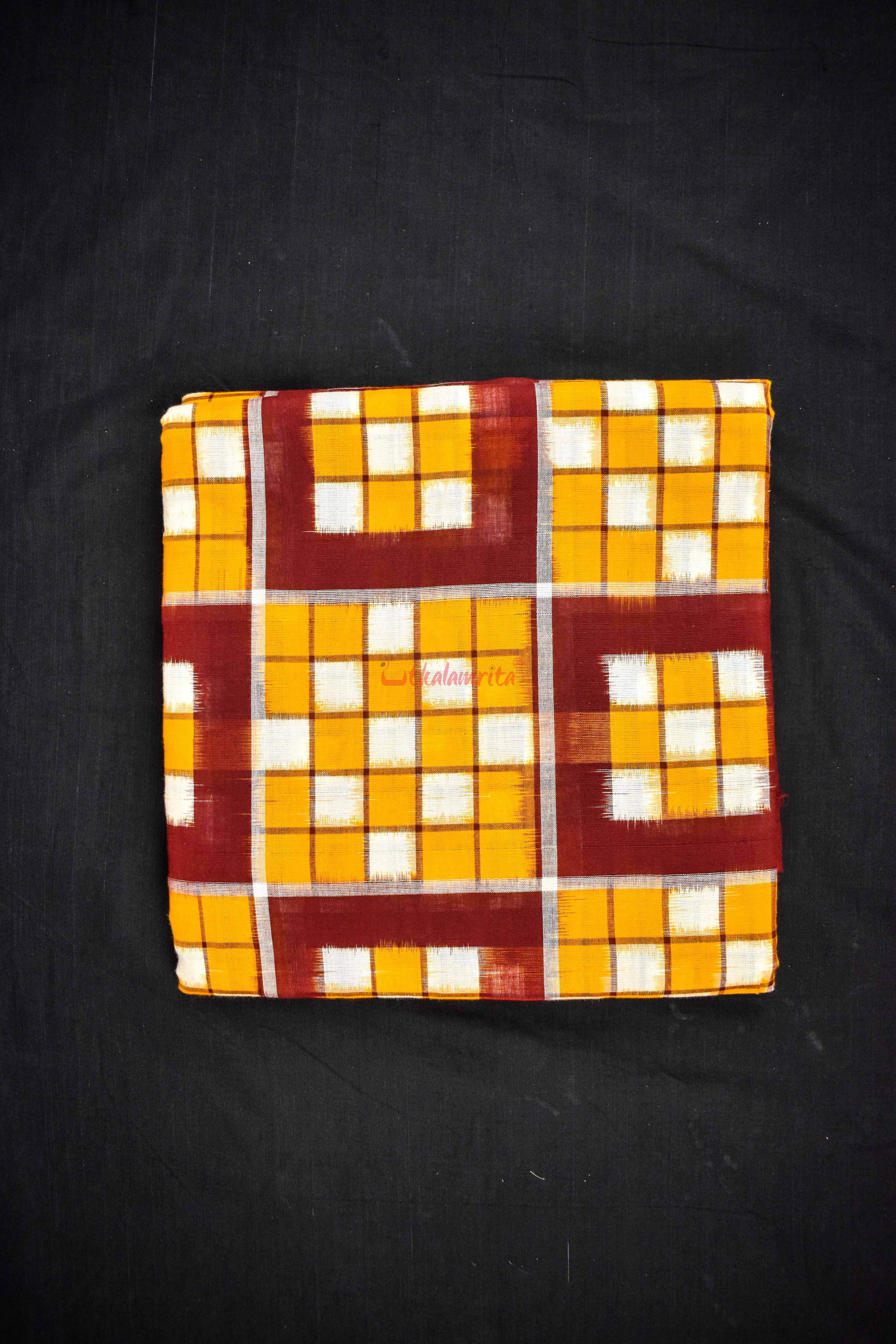 7 Kuthi Maroon Yellow White Pasapali (Fabric)