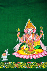 Green Ganesh Pattachitra (Blouse Piece)