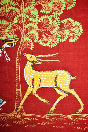 Shakuntala and Deer Pattachitra (Blouse Piece)