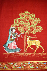 Shakuntala and Deer Pattachitra (Blouse Piece)