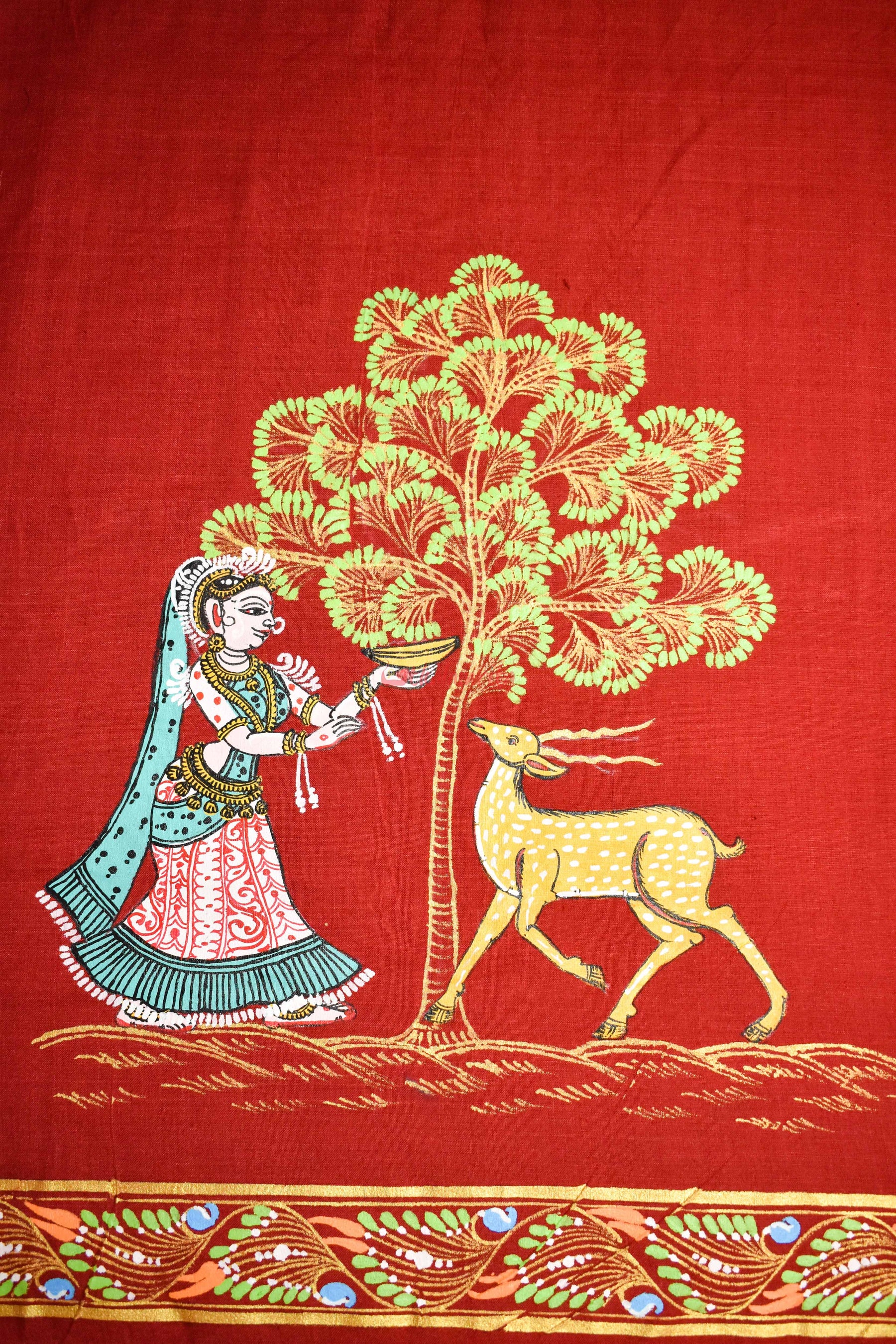 Shakuntala and Deer Pattachitra (Blouse Piece)