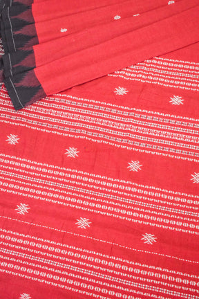 Glazing Fiery Red Kotpad Saree