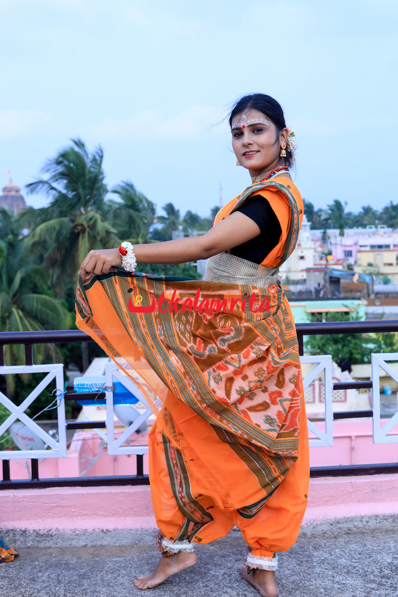Turmeric Green Pittala Single Cotton Saree