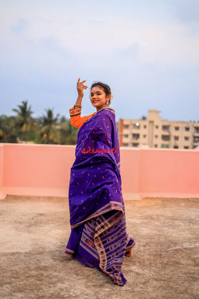 Purple Cement Pittala Single Cotton Saree