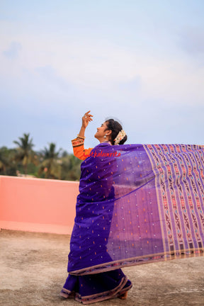 Purple Cement Pittala Single Cotton Saree