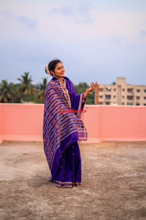 Purple Cement Pittala Single Cotton Saree
