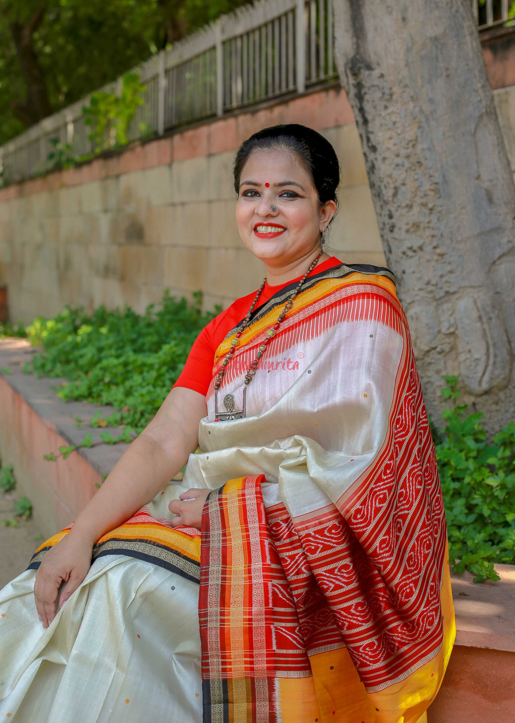 White Kathifera Silk Saree