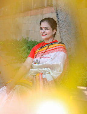 White Kathifera Silk Saree