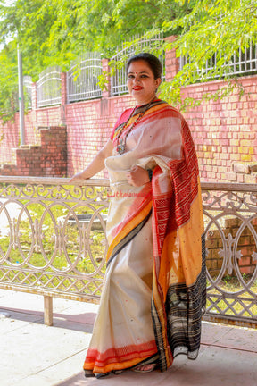 White Kathifera Silk Saree